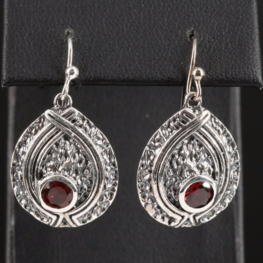 Sterling Garnet Drop Earrings