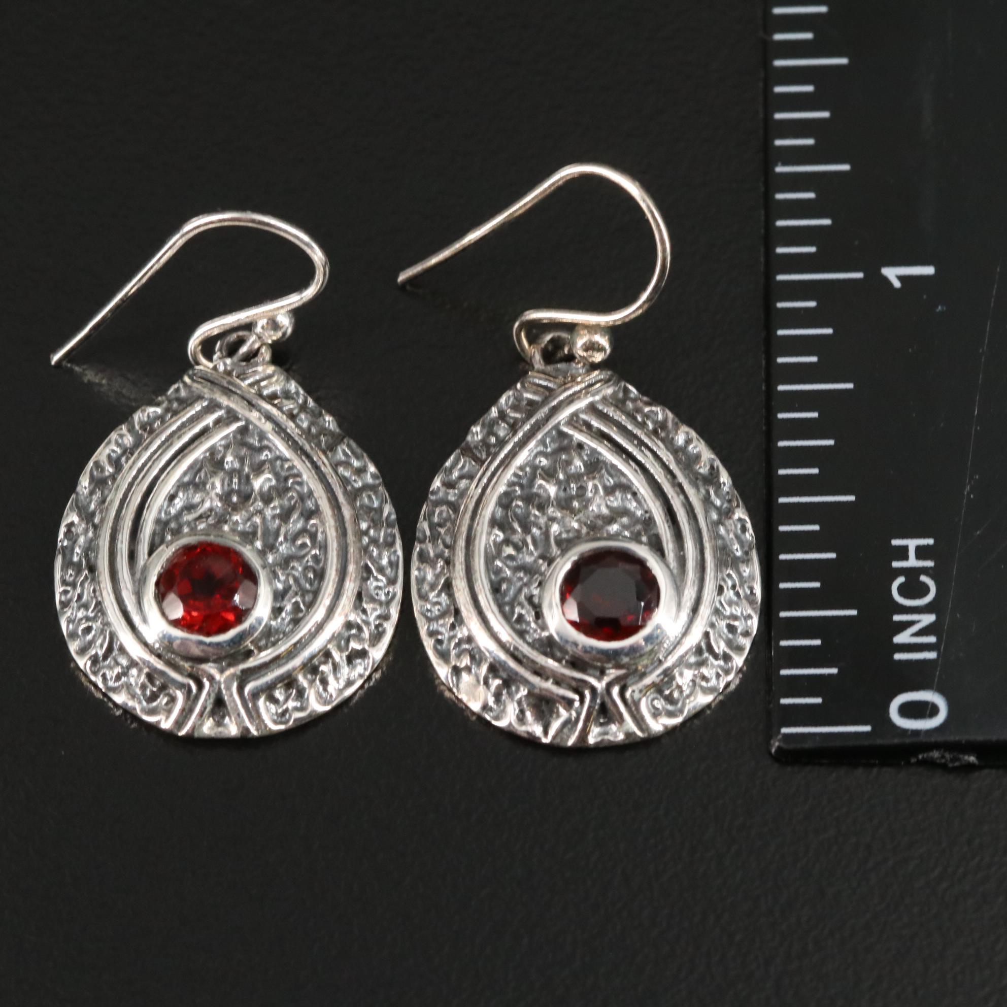 Sterling Garnet Drop Earrings