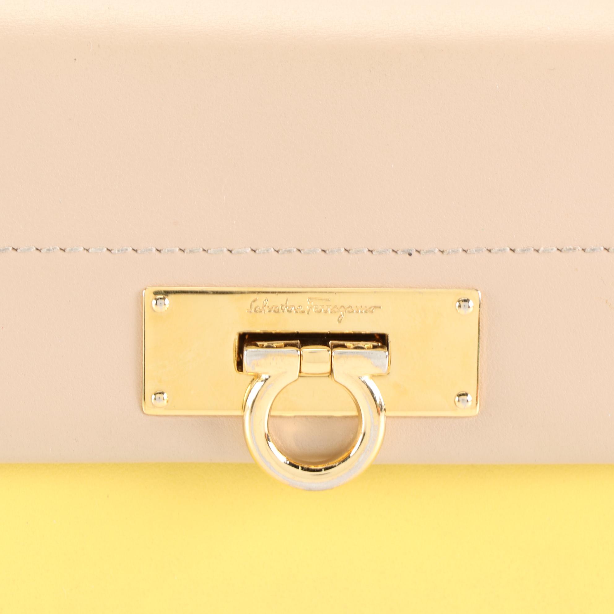 Salvatore Ferragamo Clutch Wallet in Tricolor Leather with Gancini Clasp