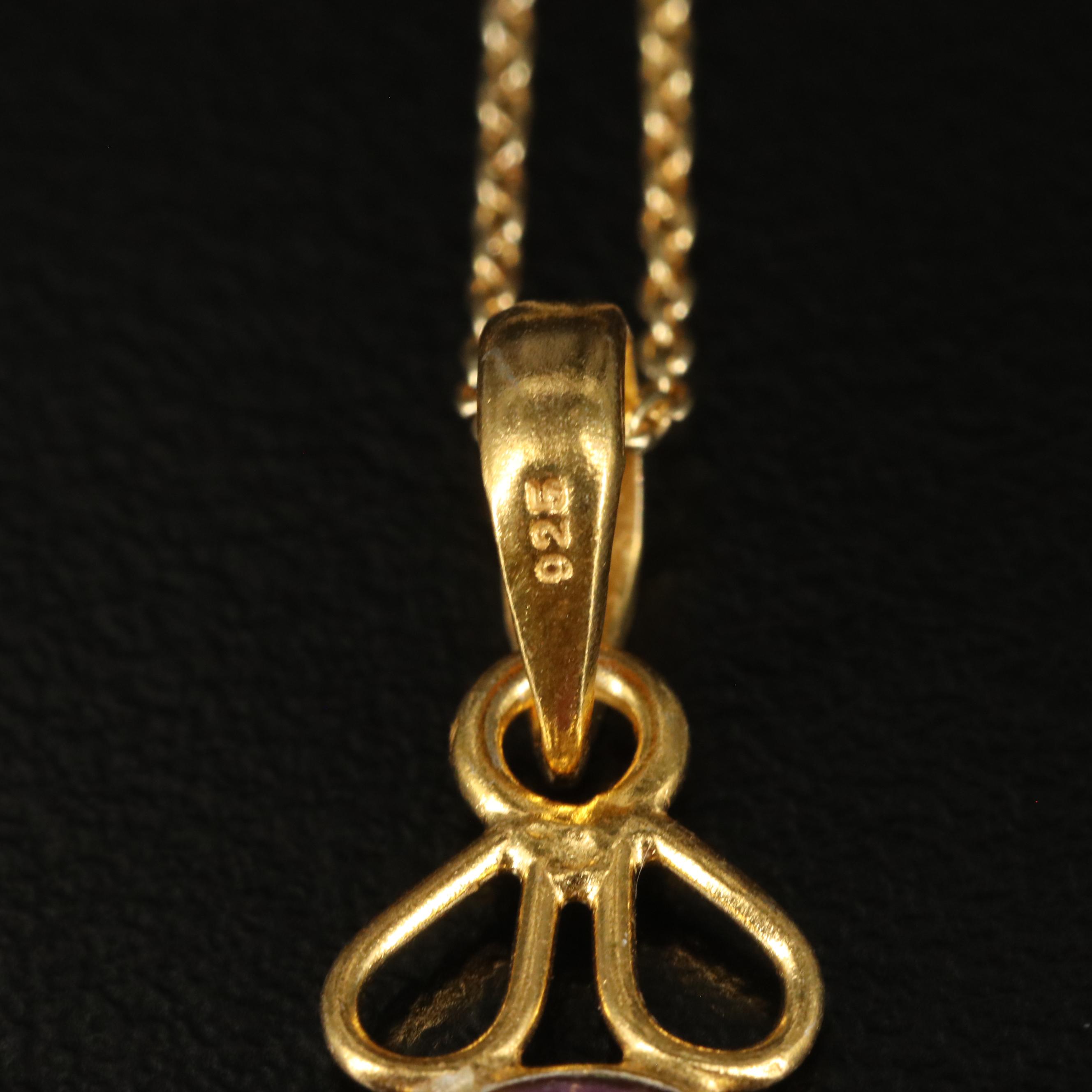 Sterling Filled Corundum Drop Pendant Necklace