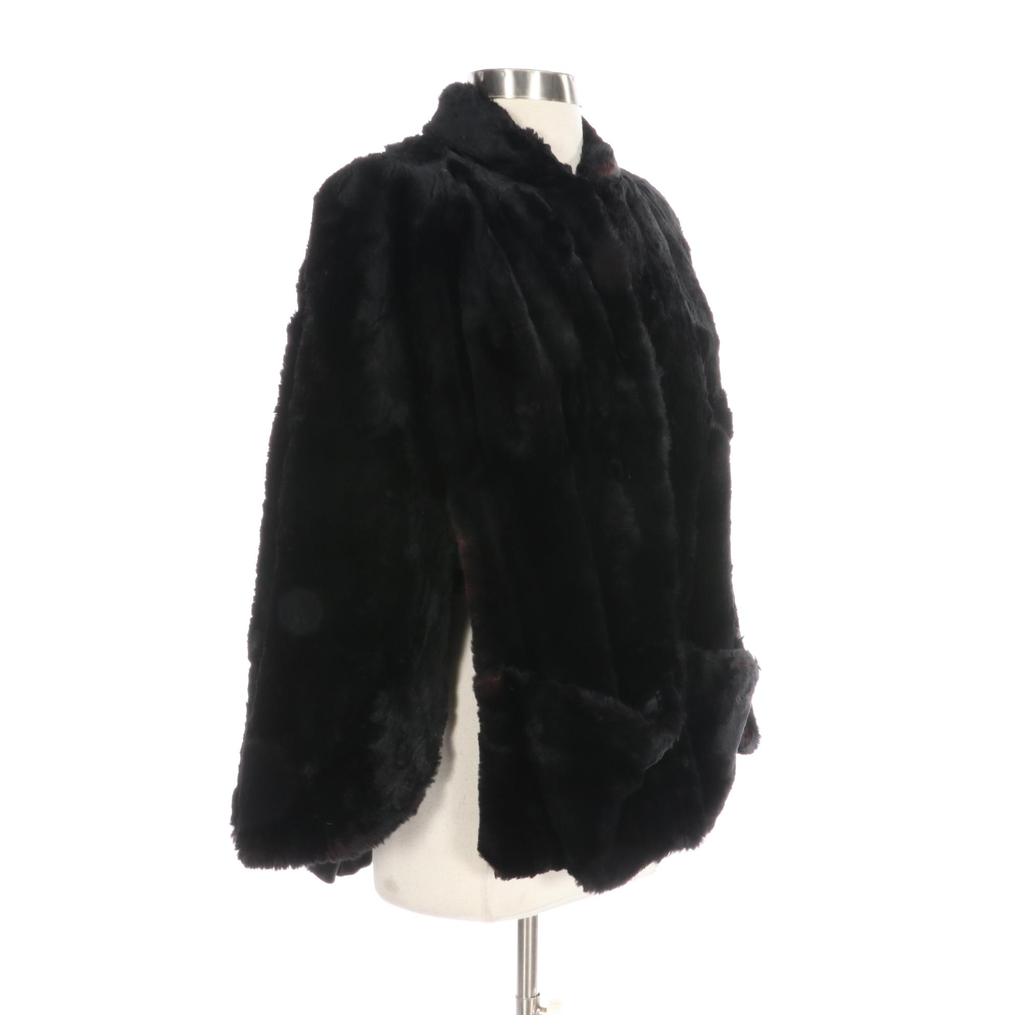 Dyed Sheared Muskrat Fur Cape from Roark Furs