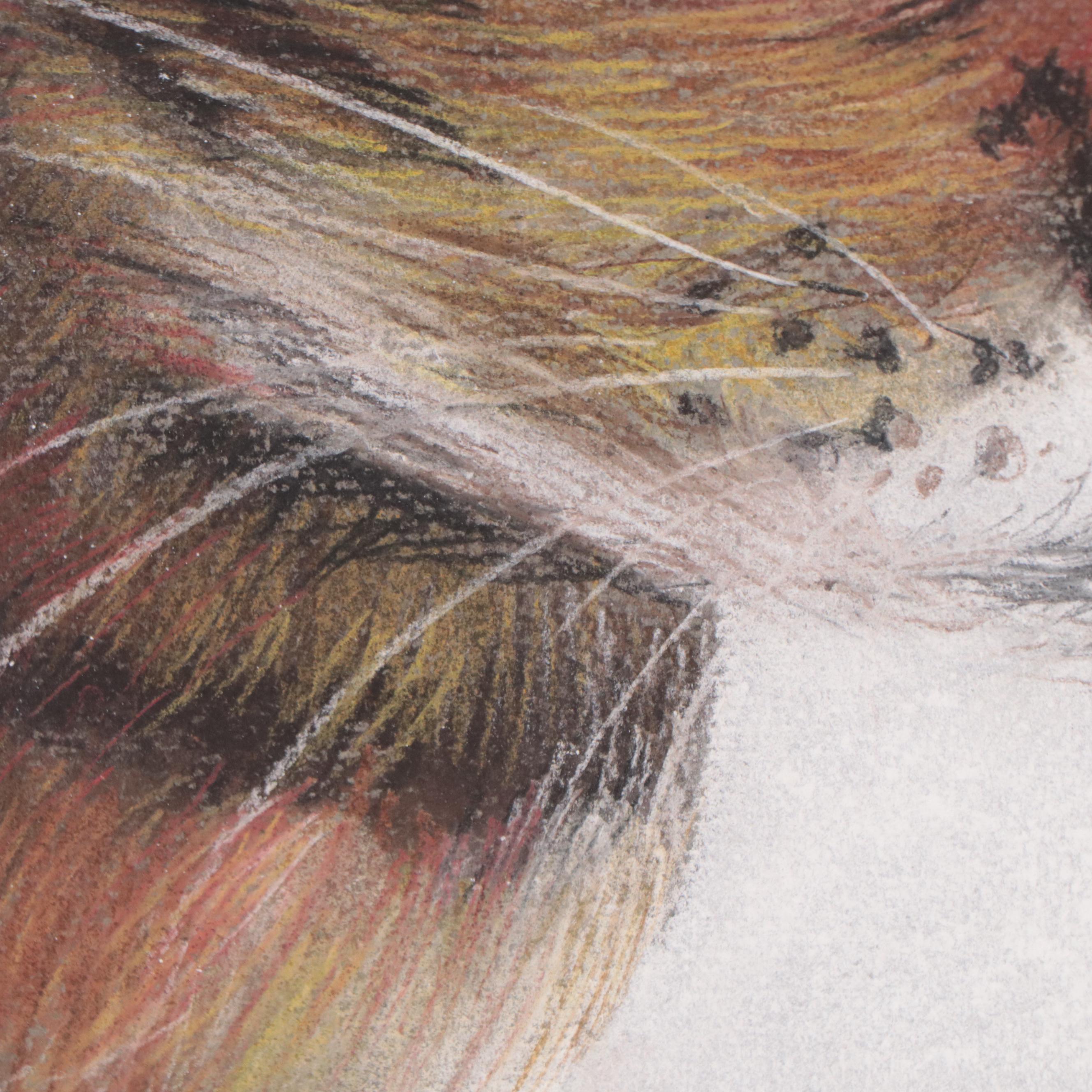 Olena Dmytriv Pastel Drawing of a Cat, 2022