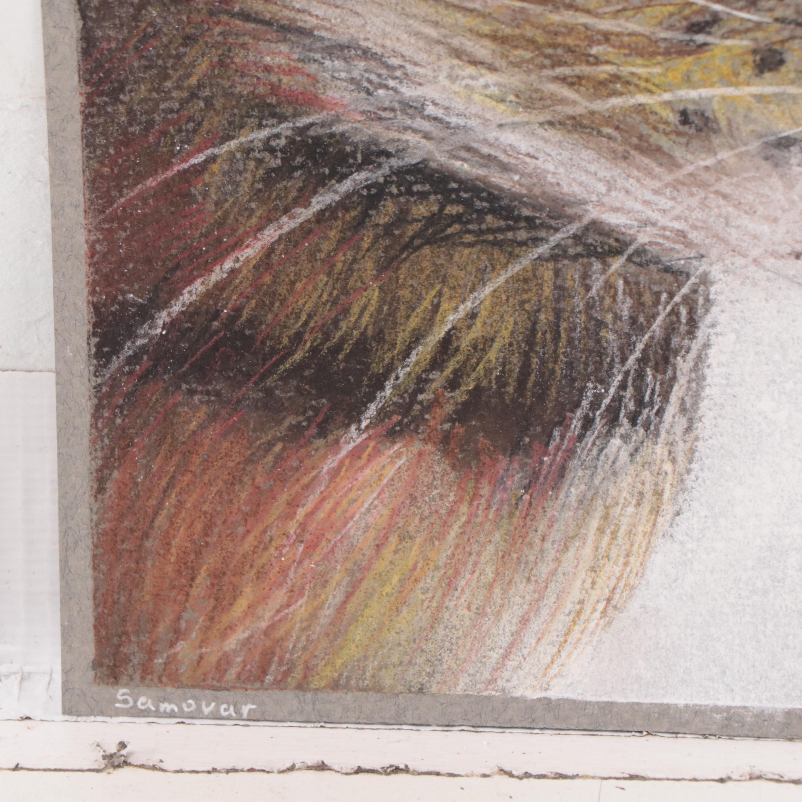 Olena Dmytriv Pastel Drawing of a Cat, 2022