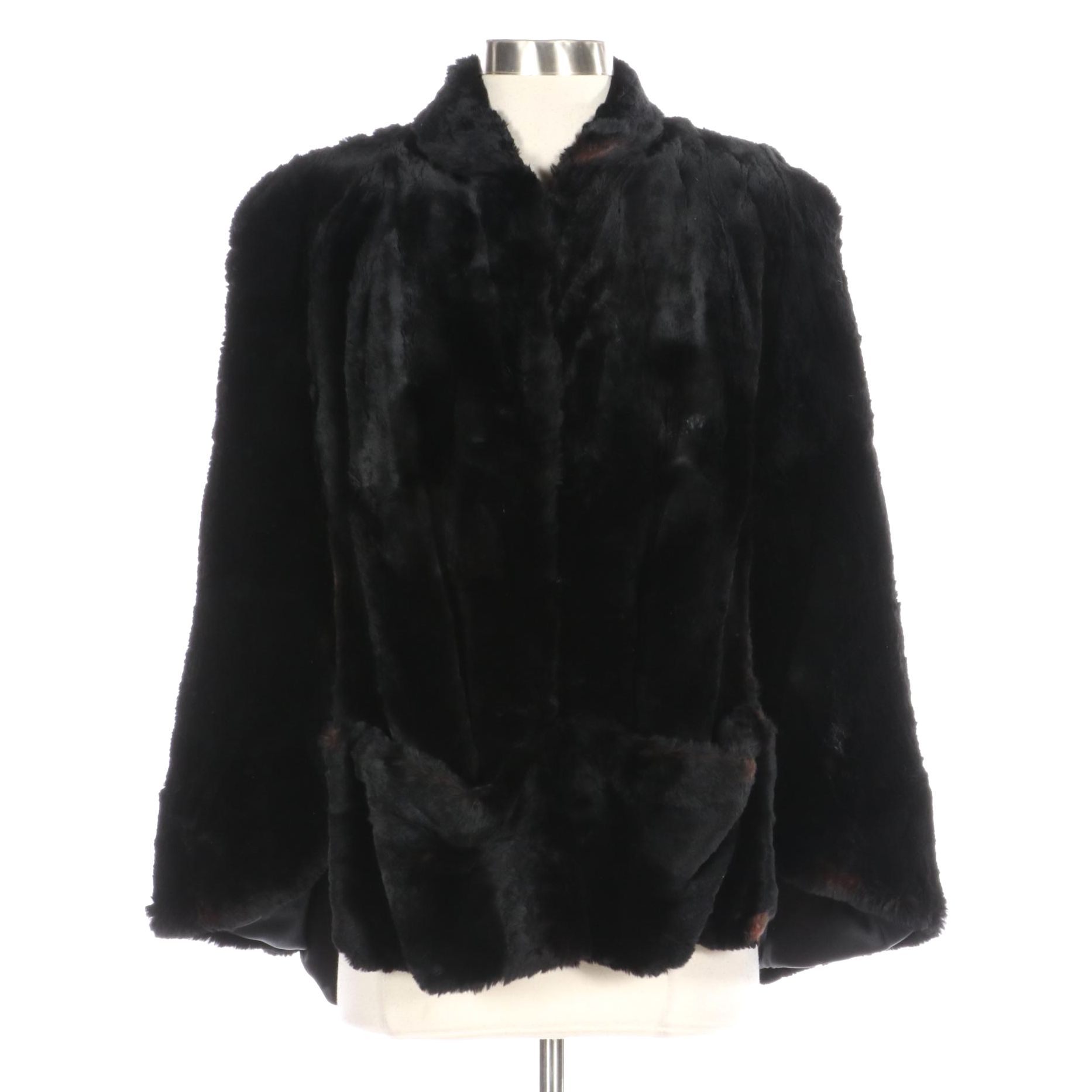 Dyed Sheared Muskrat Fur Cape from Roark Furs