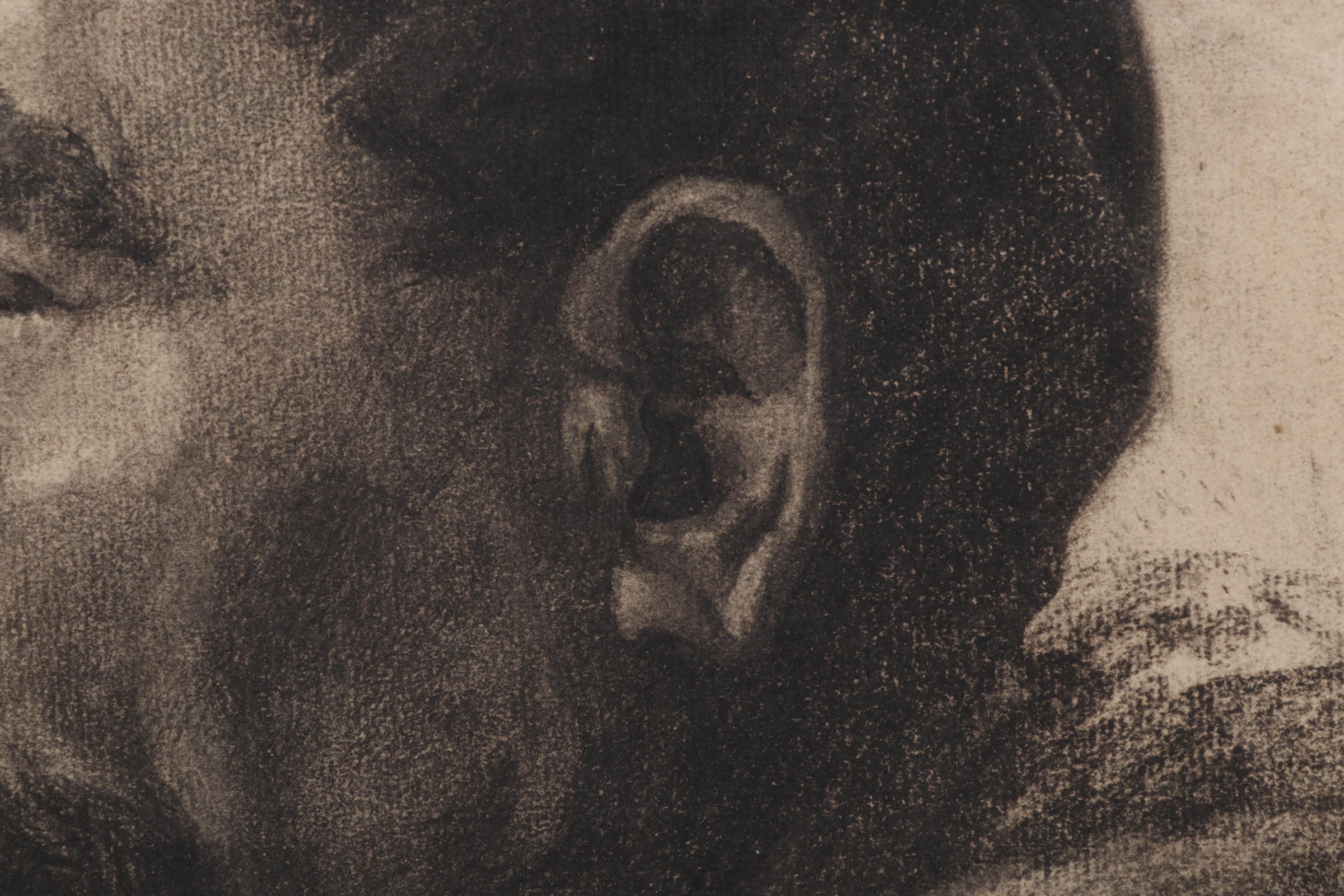 Helen Holt Hawley Portrait Charcoal Drawing of Male Profile, Circa 1930