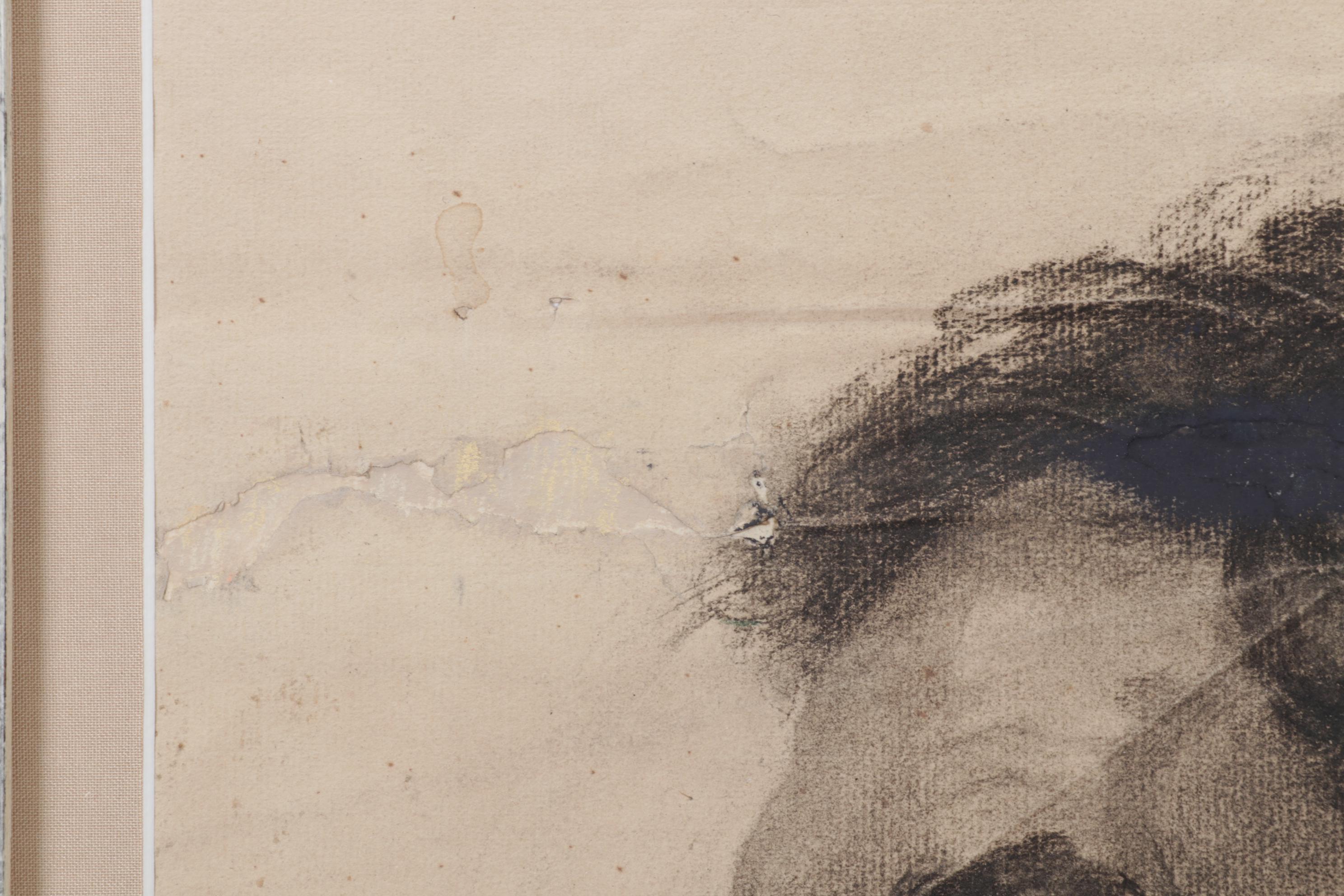 Helen Holt Hawley Portrait Charcoal Drawing of Male Profile, Circa 1930