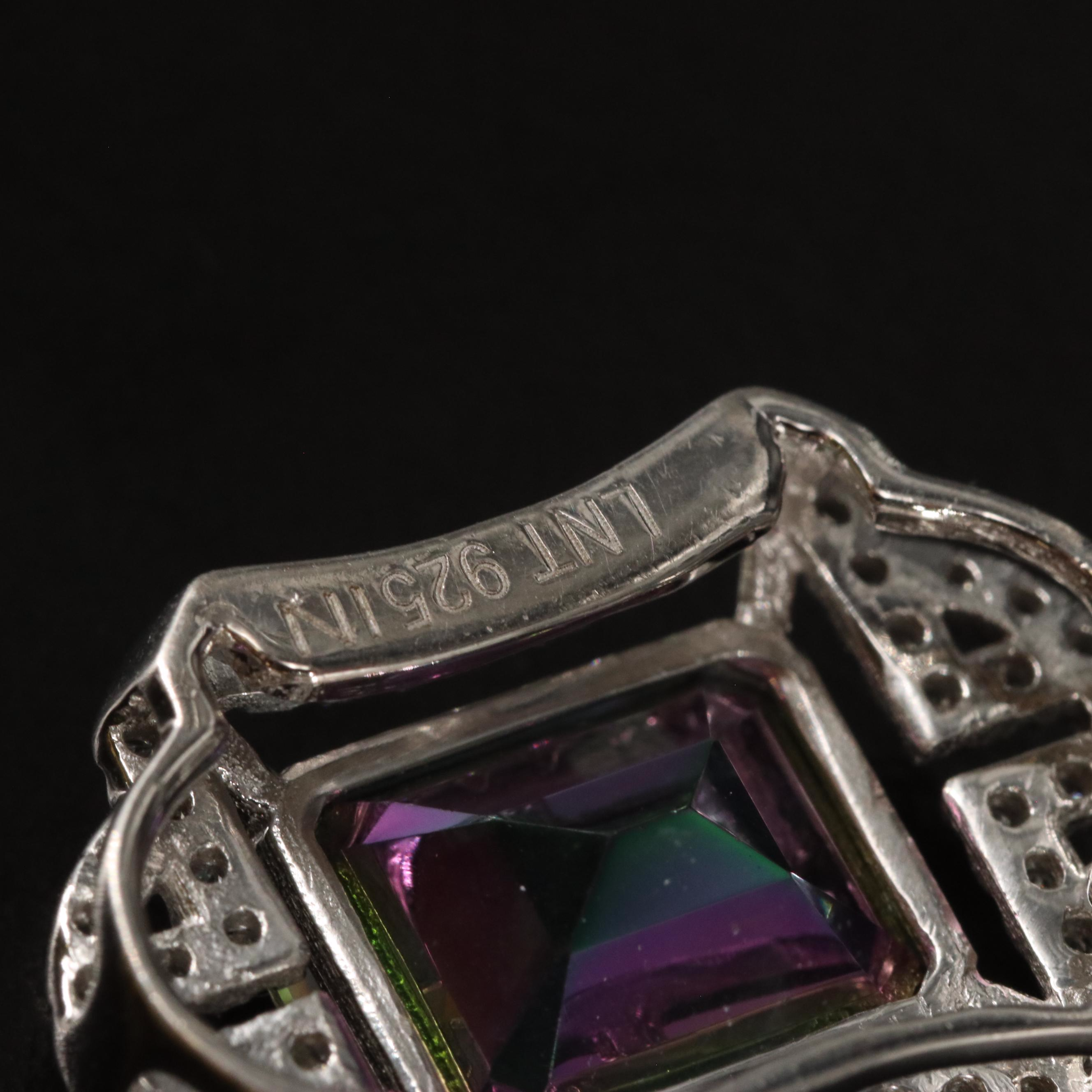 Sterling Mystic Topaz and White Topaz Pendant Necklace