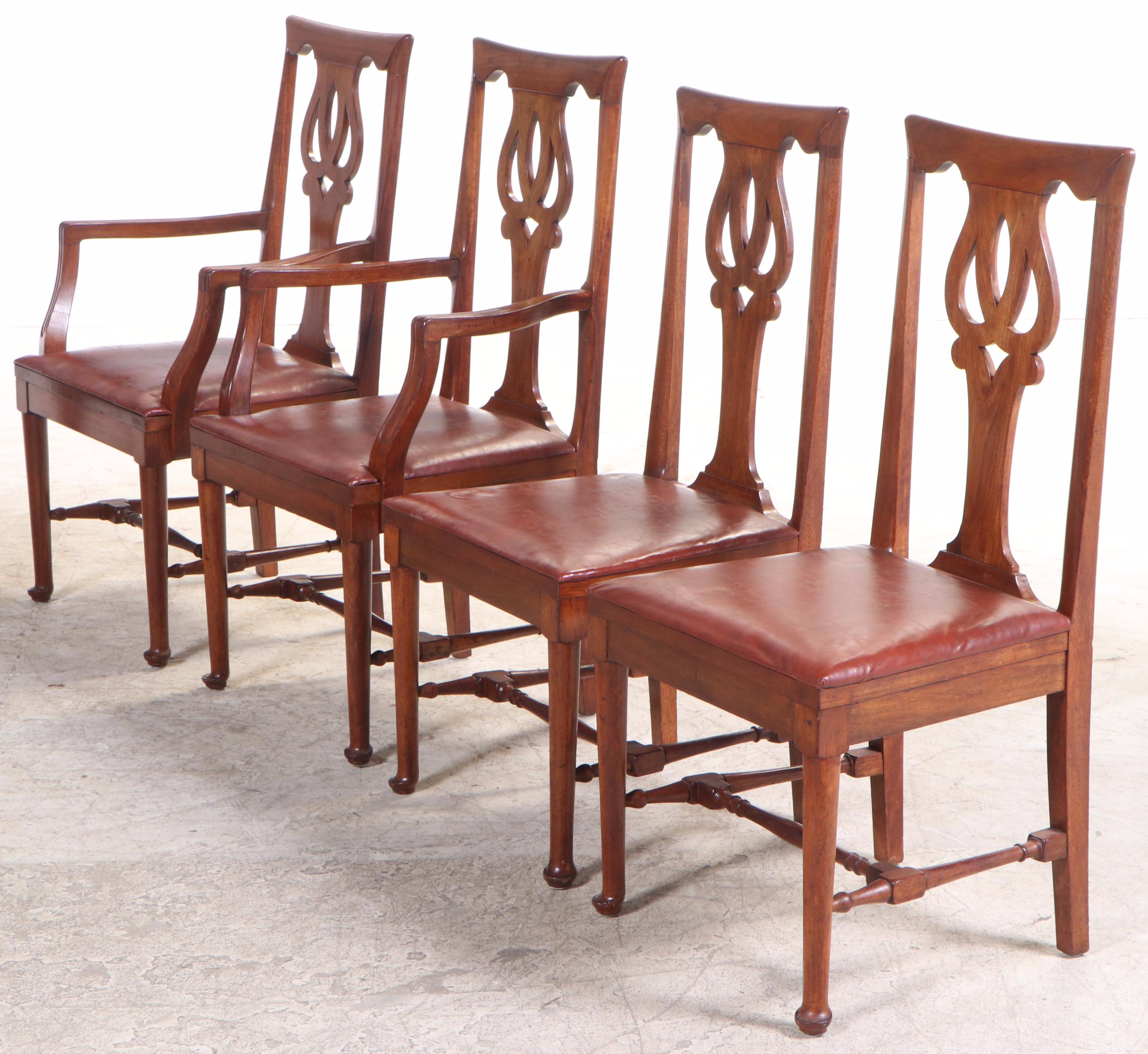 Eight Queen Anne Style Mahogany Dining Chairs, Early 20th Century