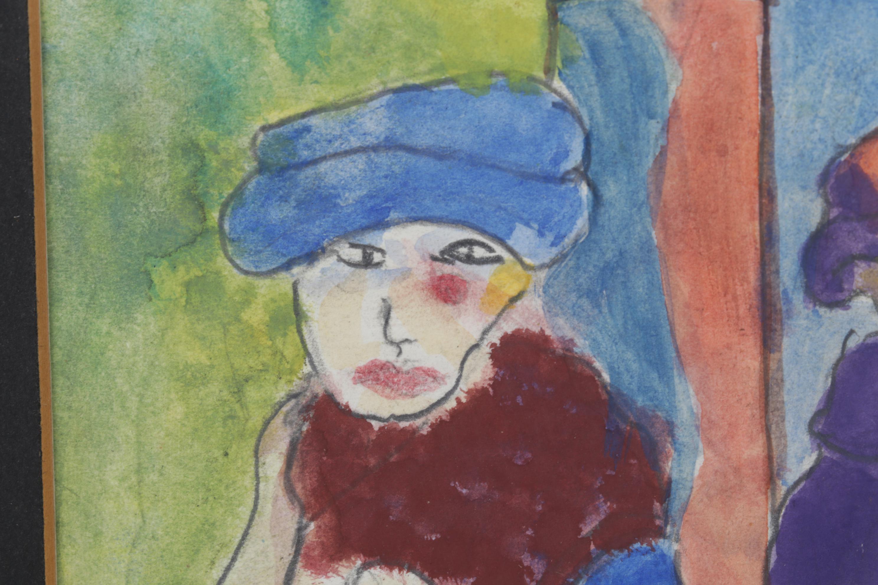 Watercolor and Gouache Painting After Georg Grosz "Dawn," Circa 1970