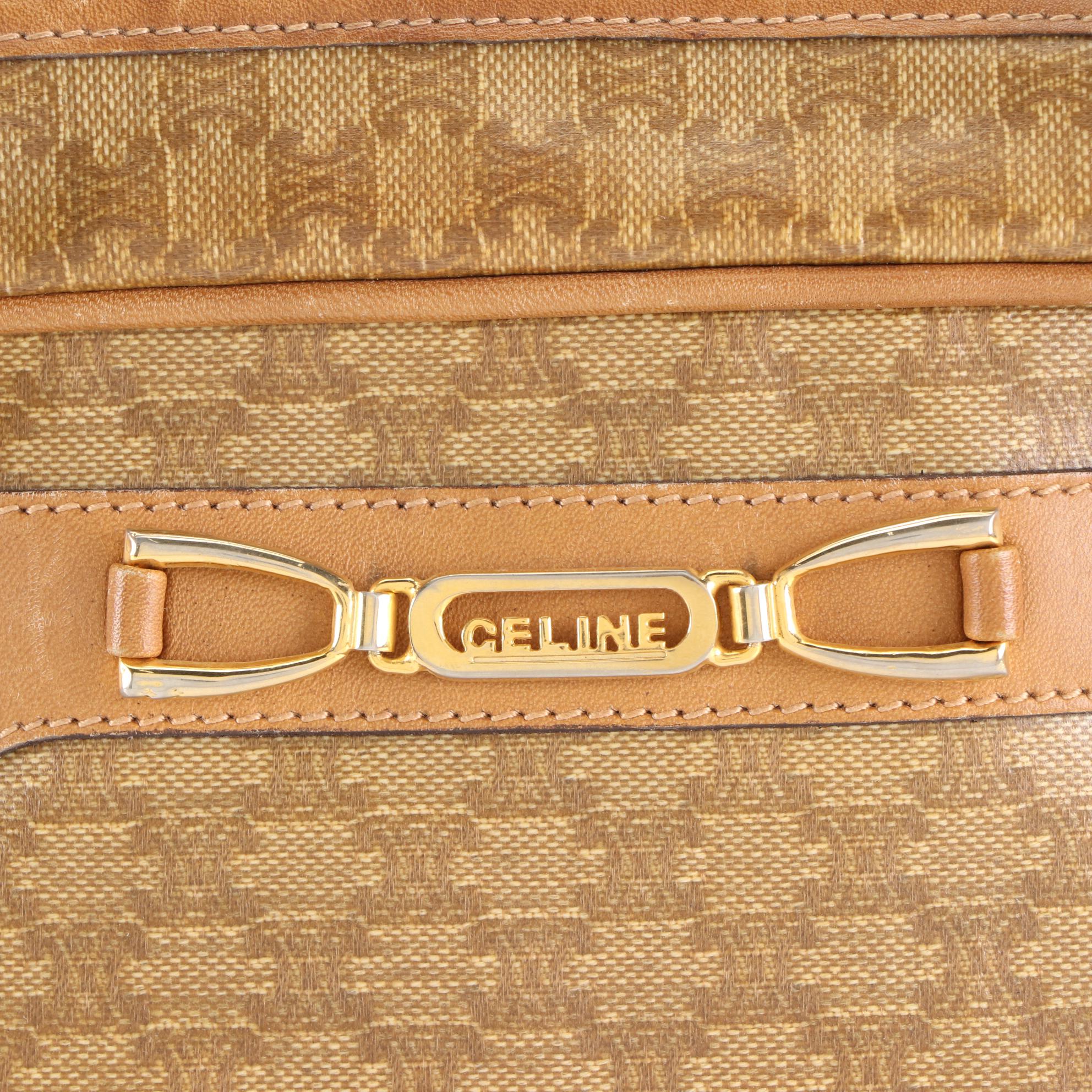 Celine Handbag in Macadam Coated Canvas with Leather Trim