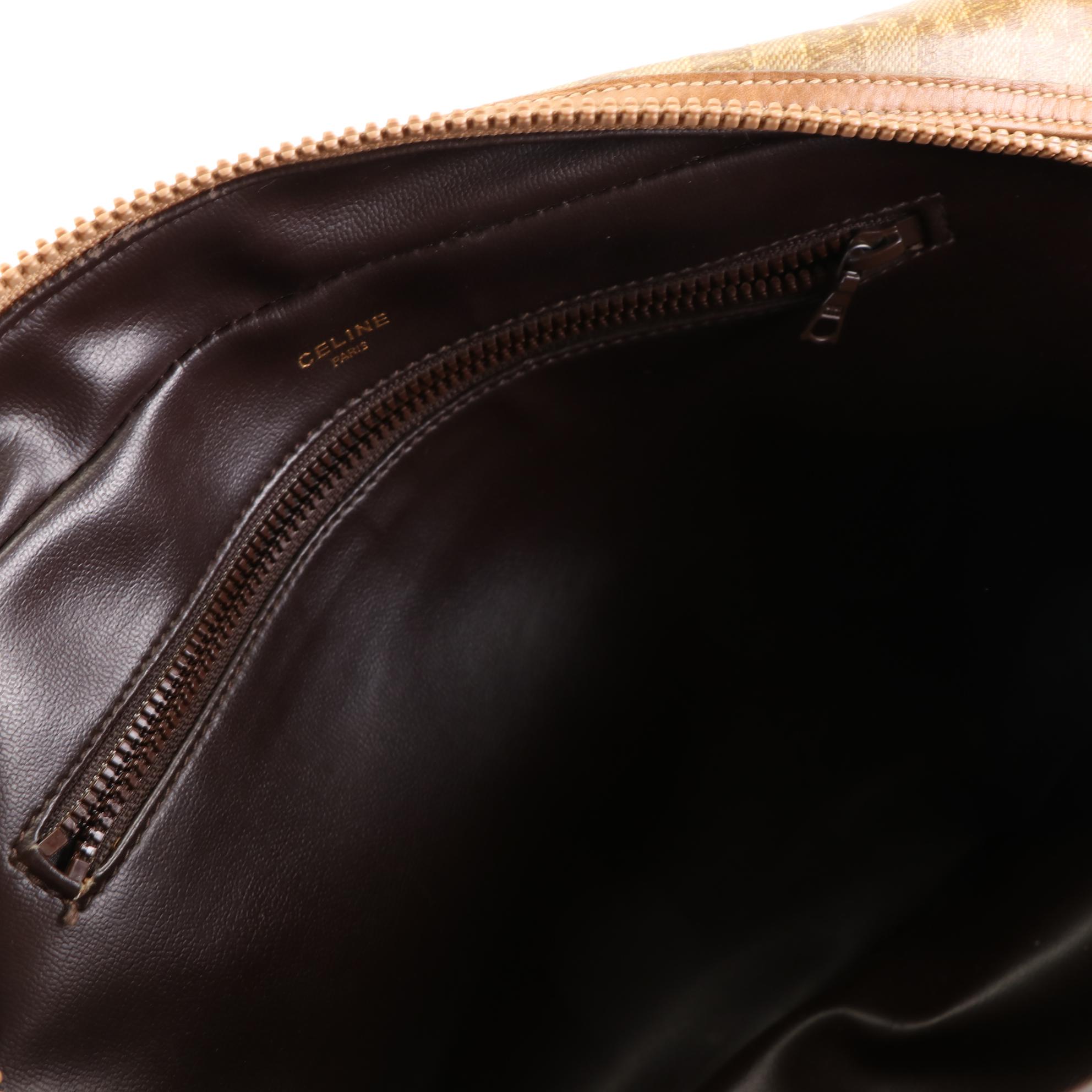 Celine Handbag in Macadam Coated Canvas with Leather Trim