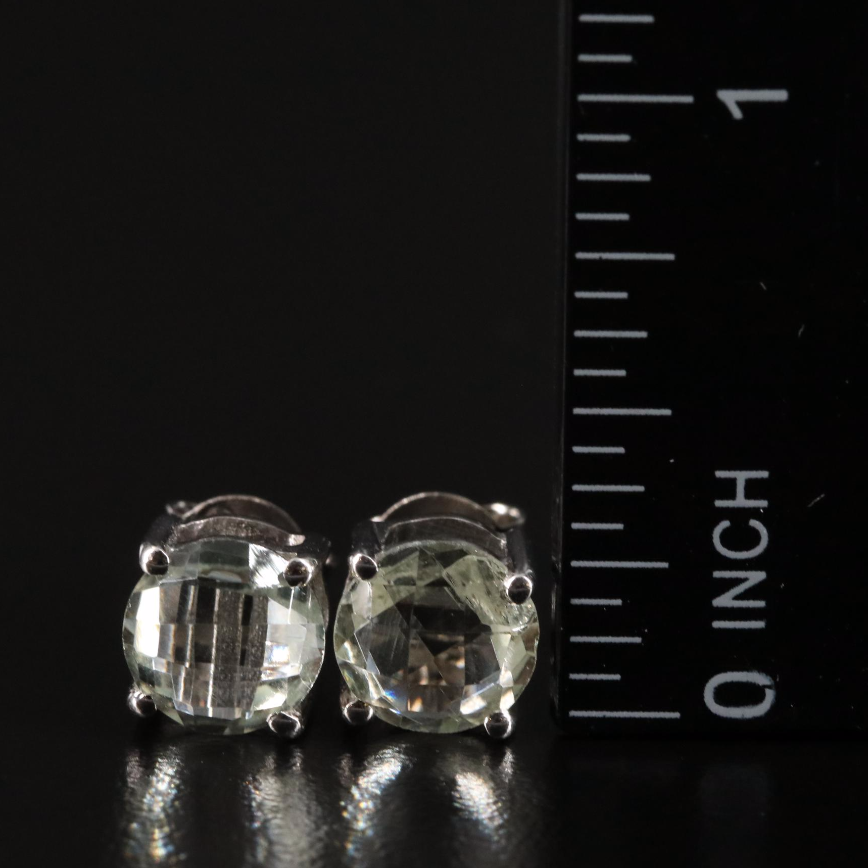 Sterling Round Peridot Stud Earrings