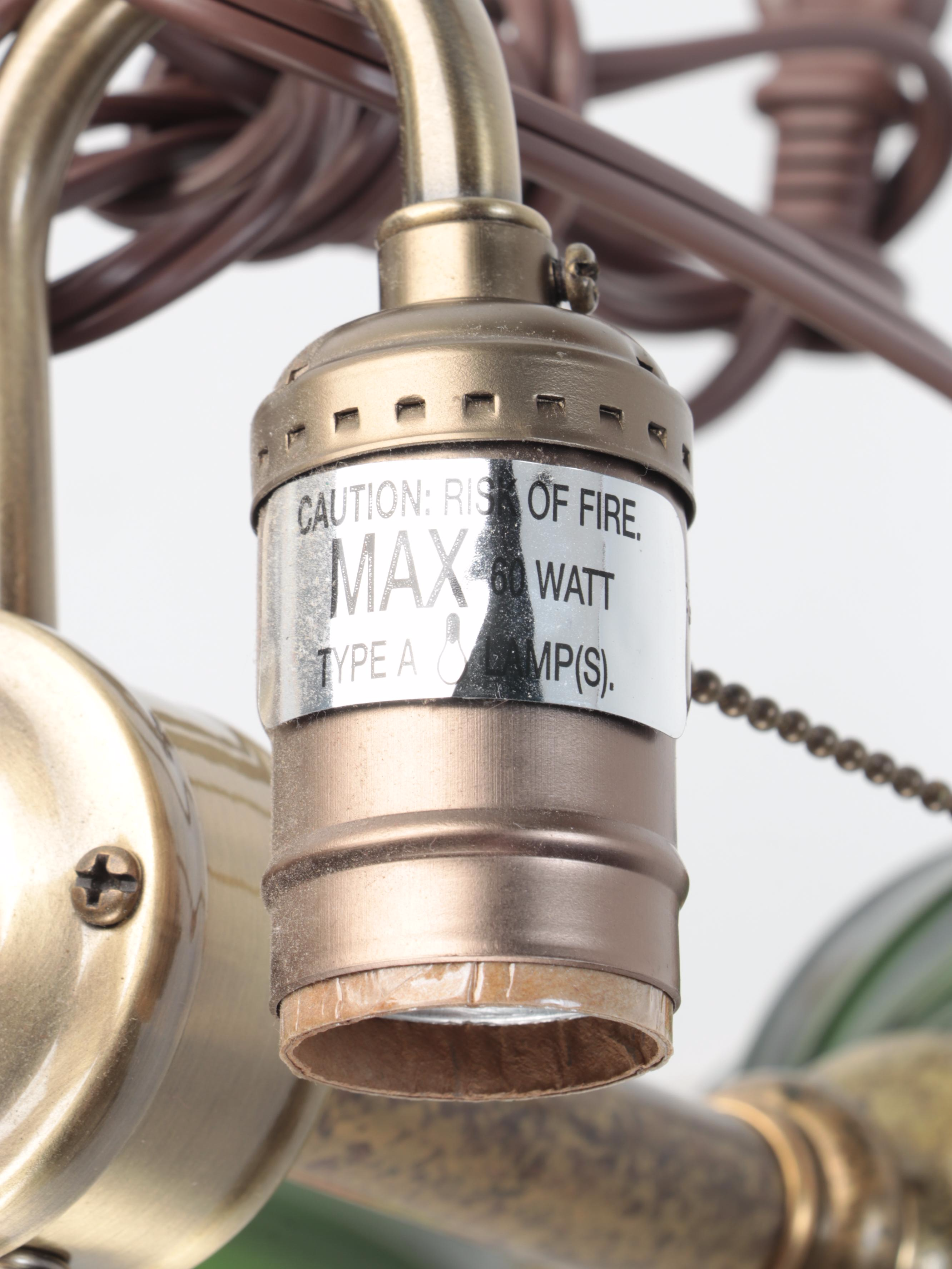 Kinzig Designs "Margot" Green Blown Glass Table Lamps with Silk Shades