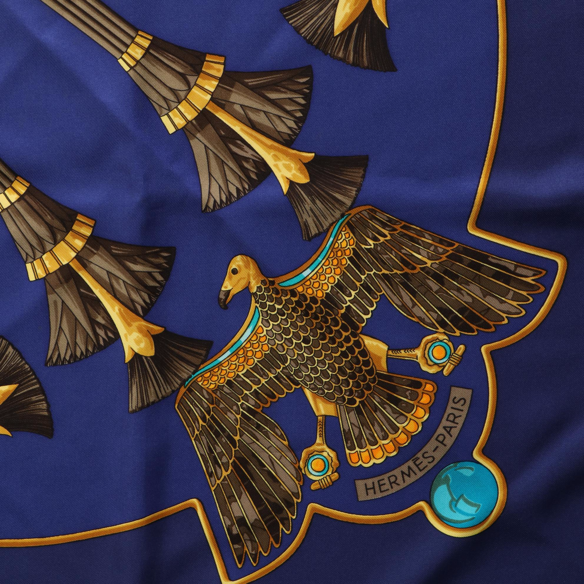 Hermès "Egyptian Scarab" Scarf 90 in Silk Twill