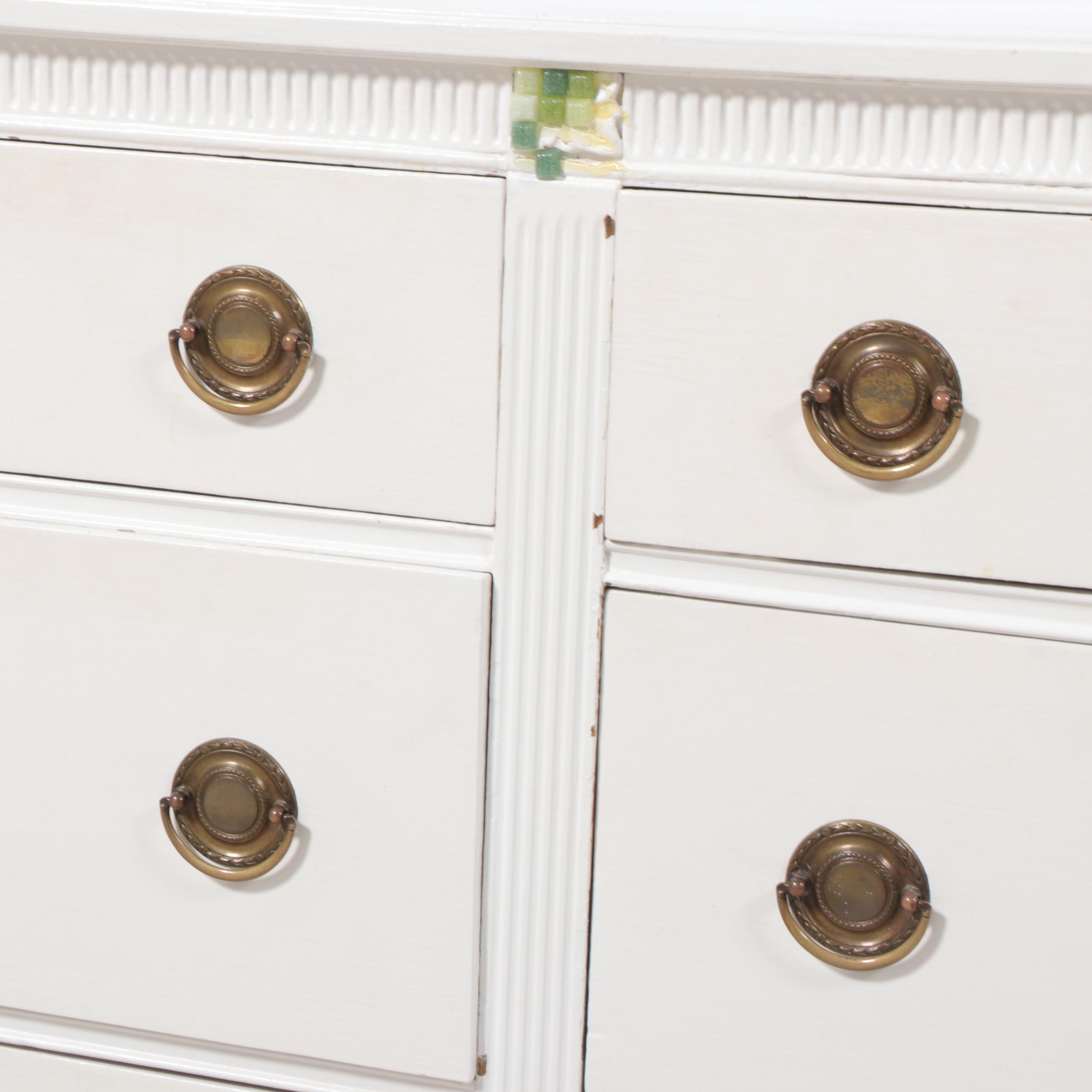 White-Painted Dresser and Nightstand, Mid-20th Century