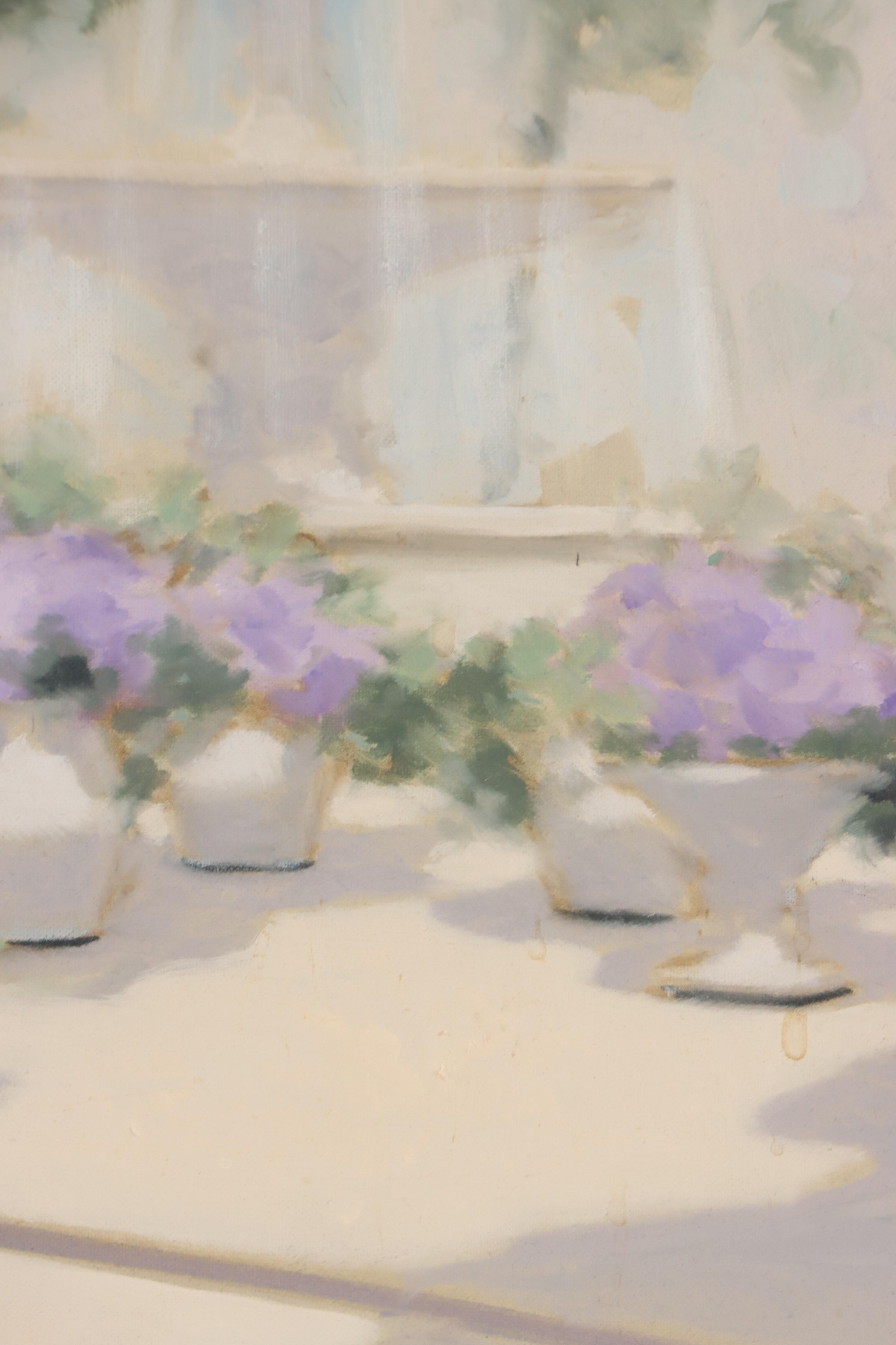 Oil Painting of Figures In Garden Scene