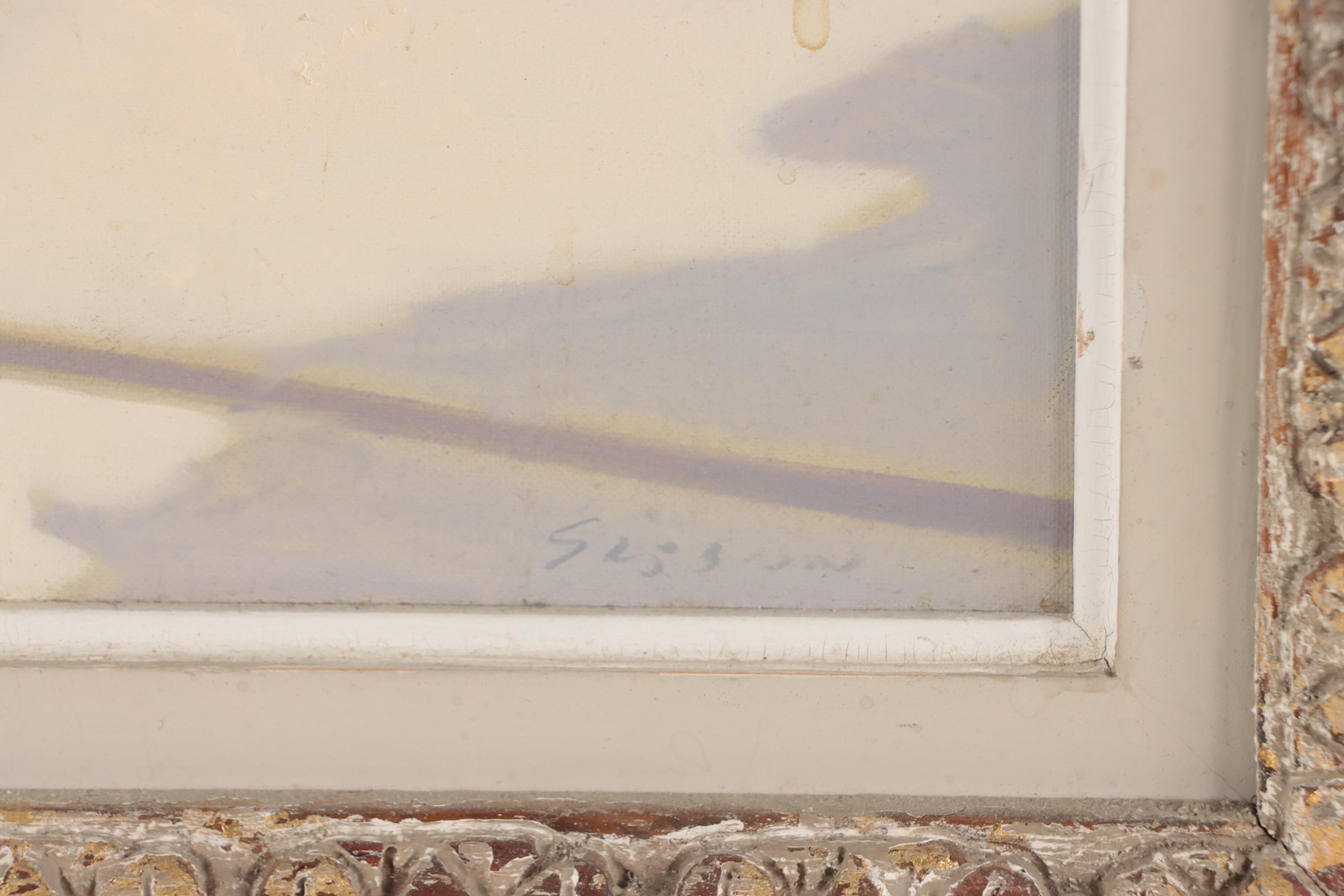 Oil Painting of Figures In Garden Scene