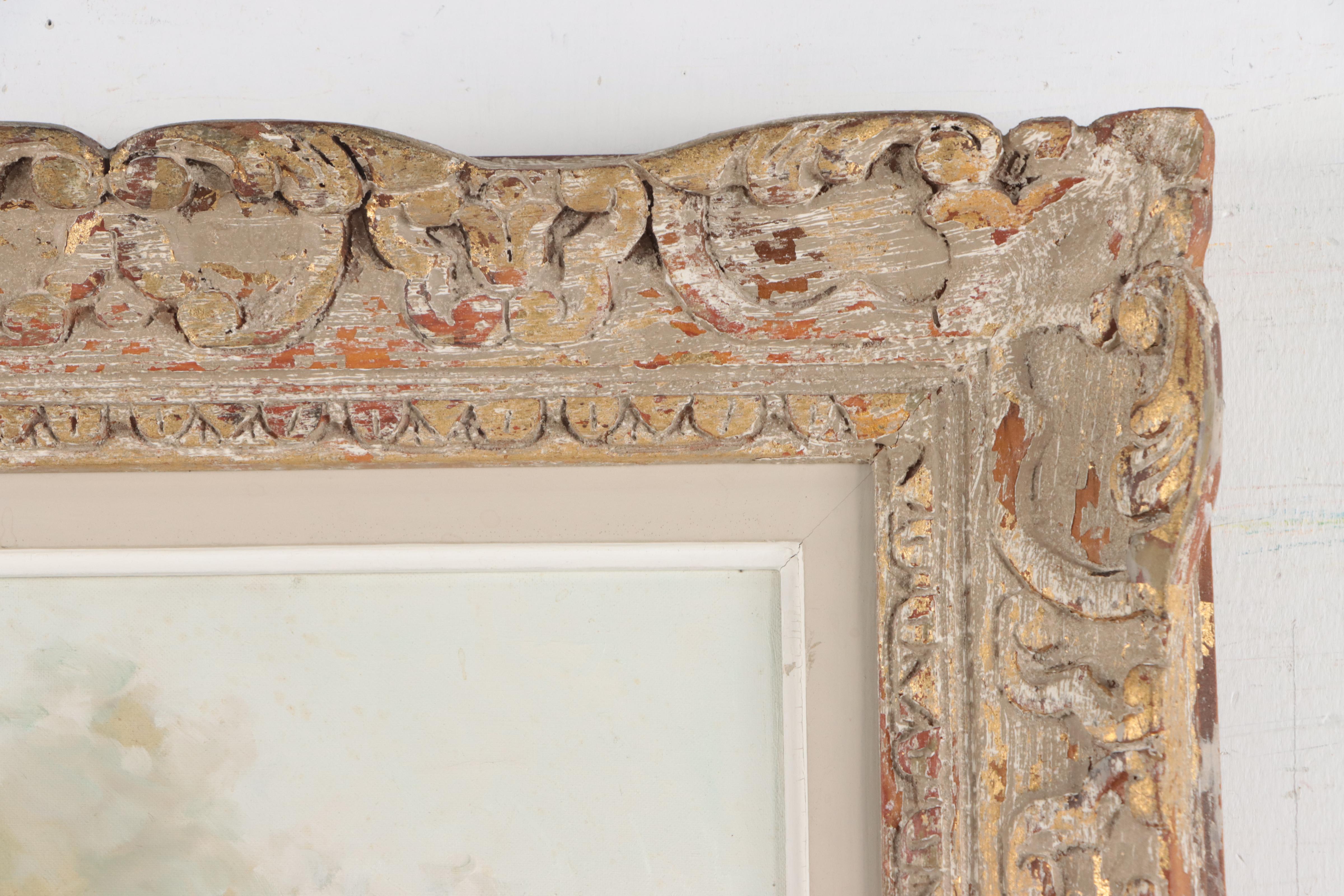 Oil Painting of Figures In Garden Scene