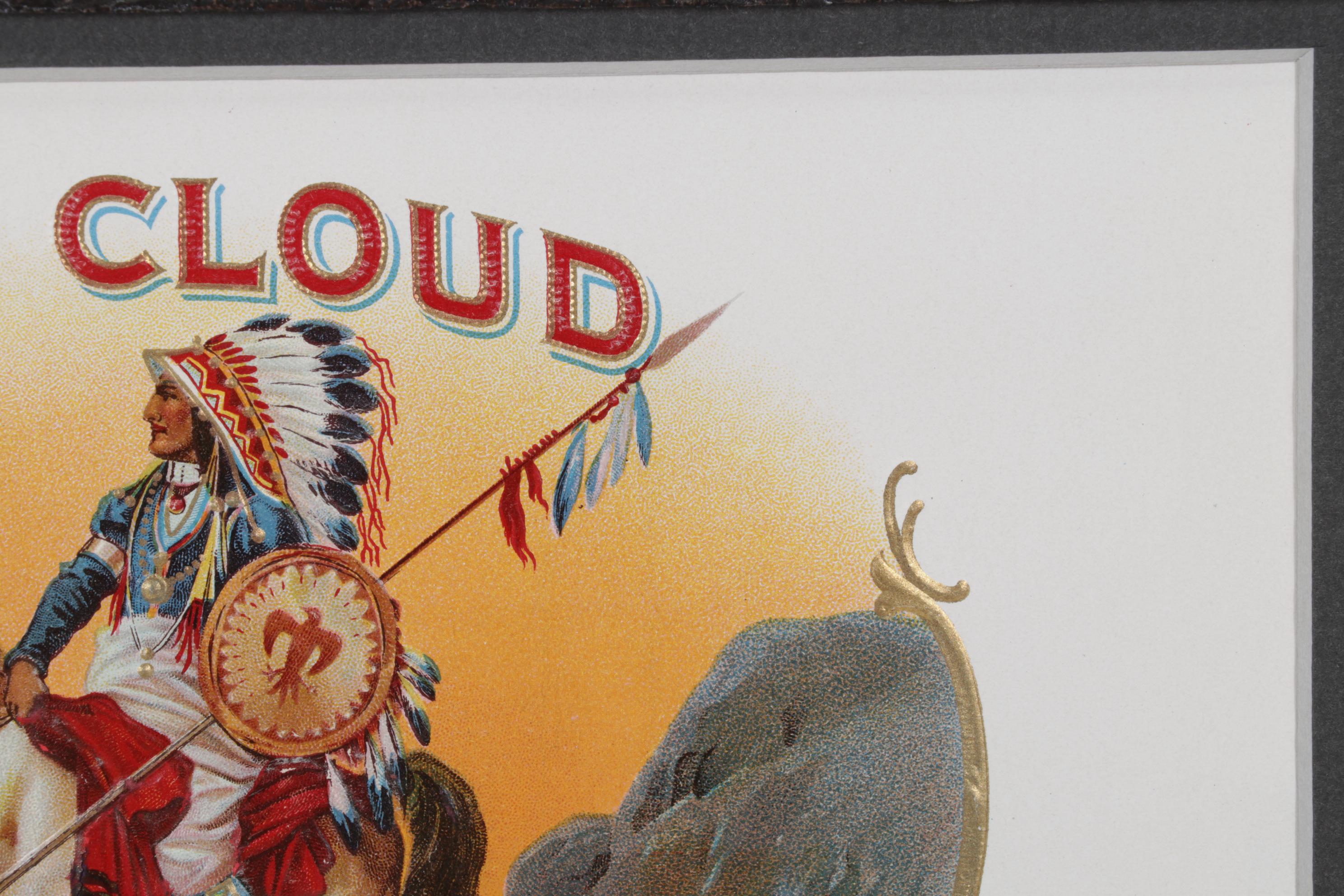 Red Cloud Embossed Offset Lithograph Cigar Box Label, Early 20th Century