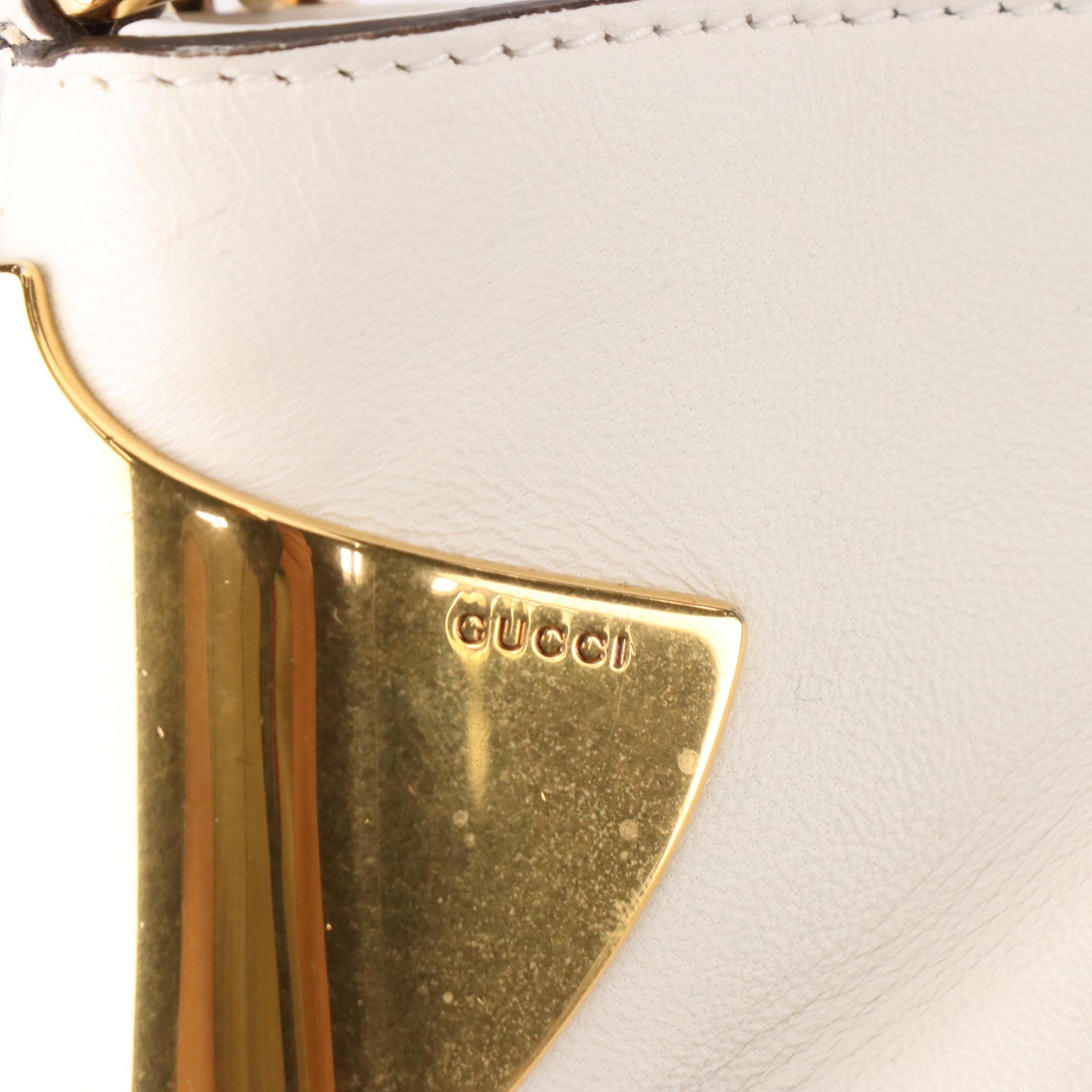 Gucci 1970 Chain Strap Hobo Bag in White Leather with Tassel