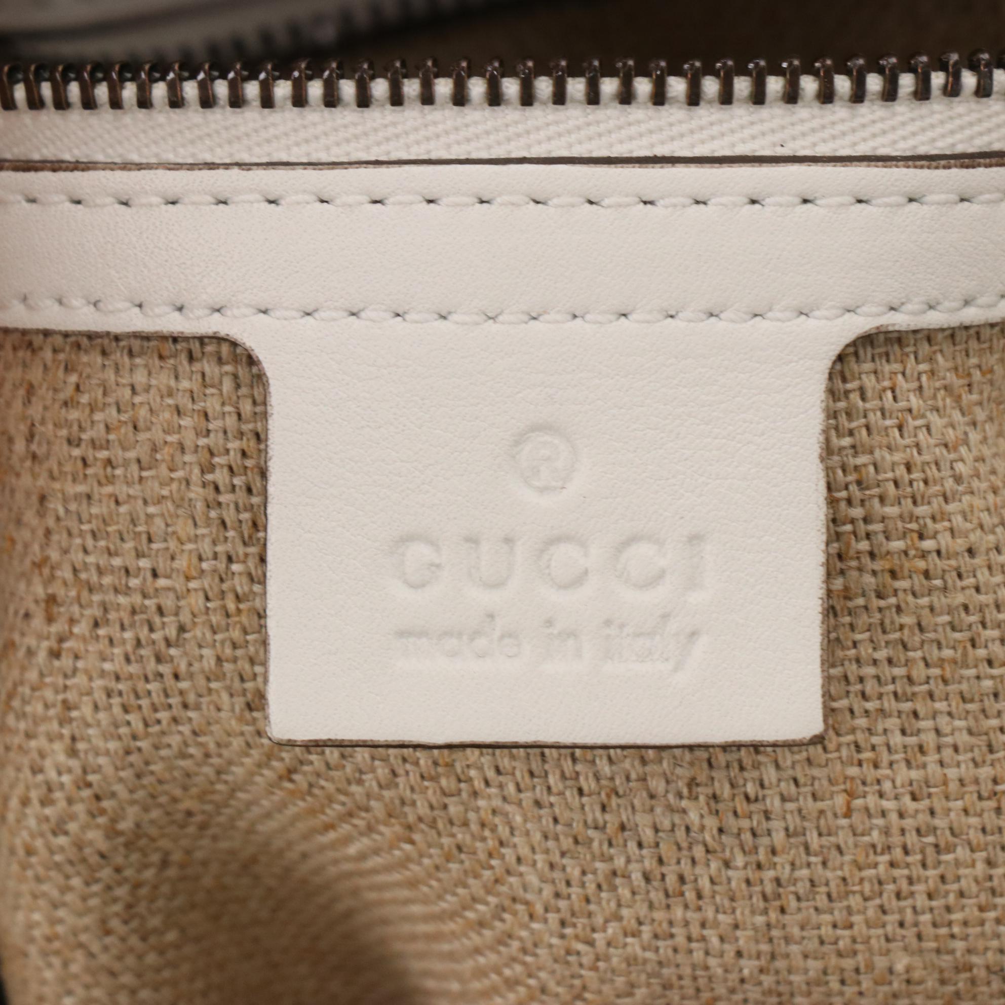 Gucci 1970 Chain Strap Hobo Bag in White Leather with Tassel