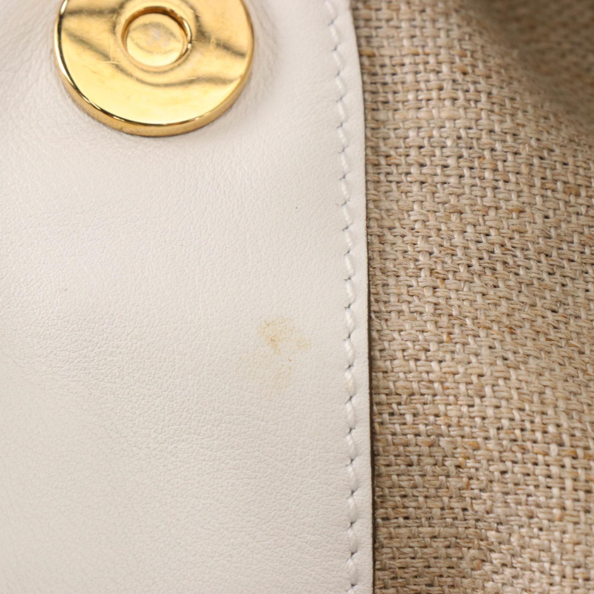 Gucci 1970 Chain Strap Hobo Bag in White Leather with Tassel