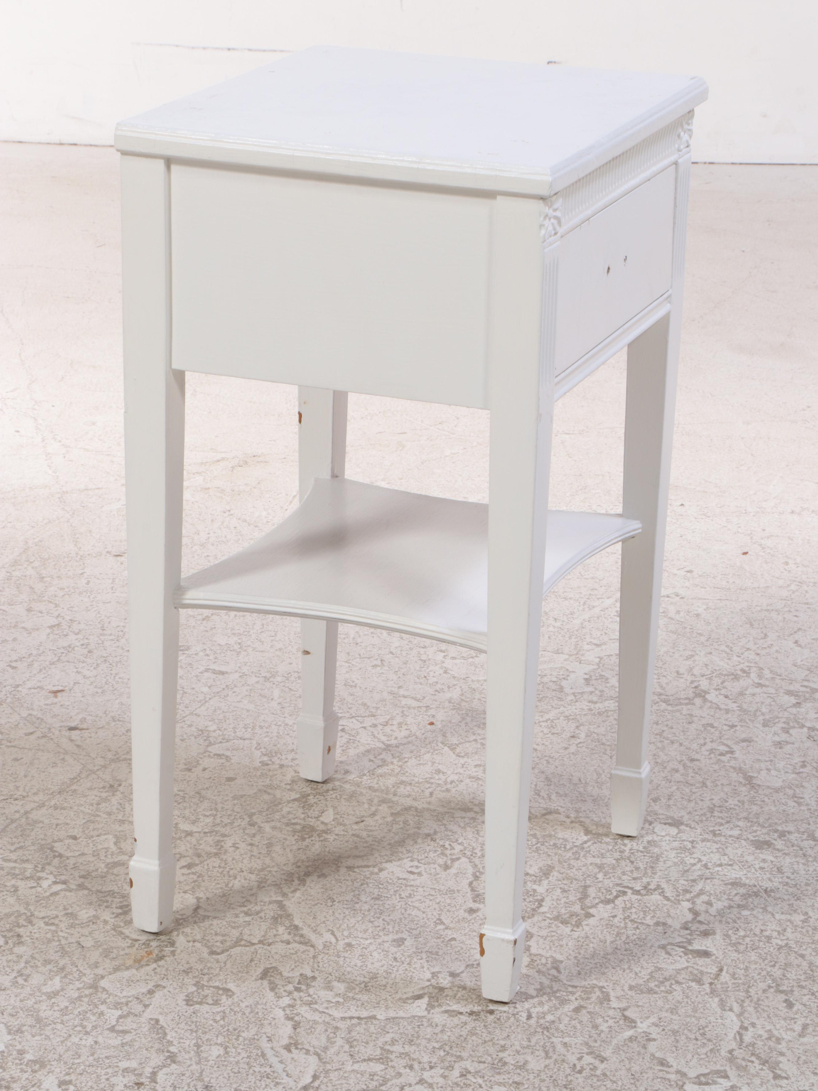 White-Painted Dresser and Nightstand, Mid-20th Century
