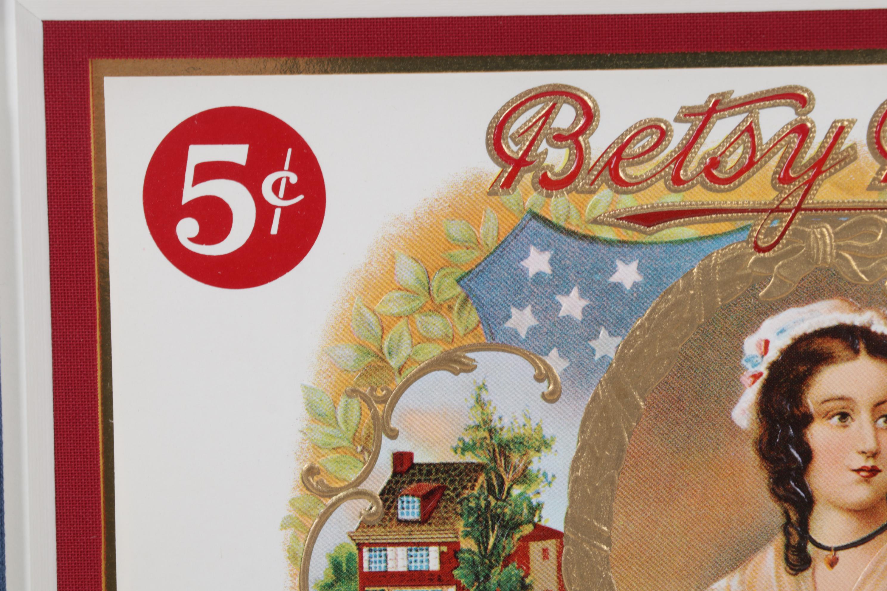 Betsy Ross "Hole in the Head" Embossed Offset Lithograph Cigar Box Label, 1920s