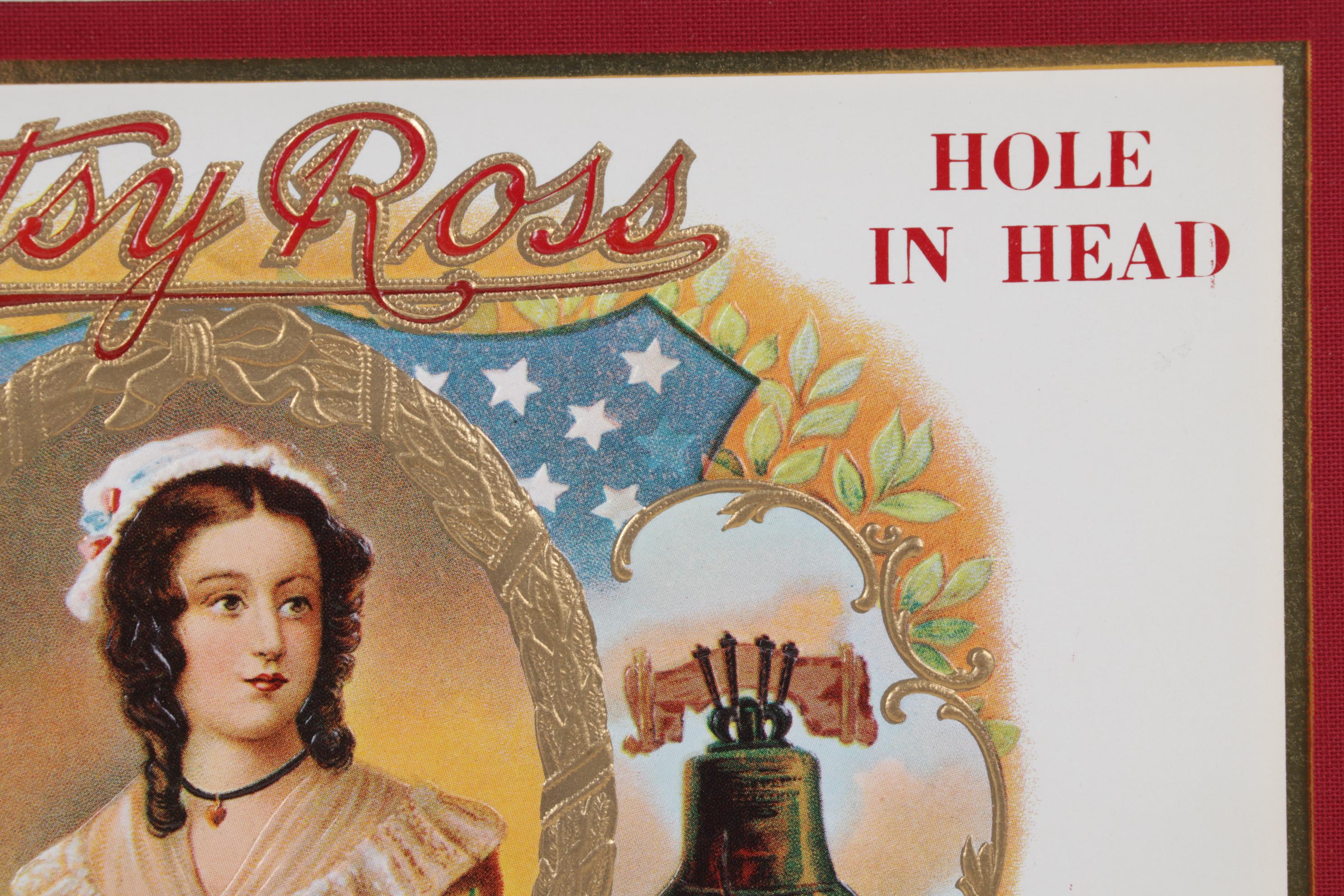 Betsy Ross "Hole in the Head" Embossed Offset Lithograph Cigar Box Label, 1920s