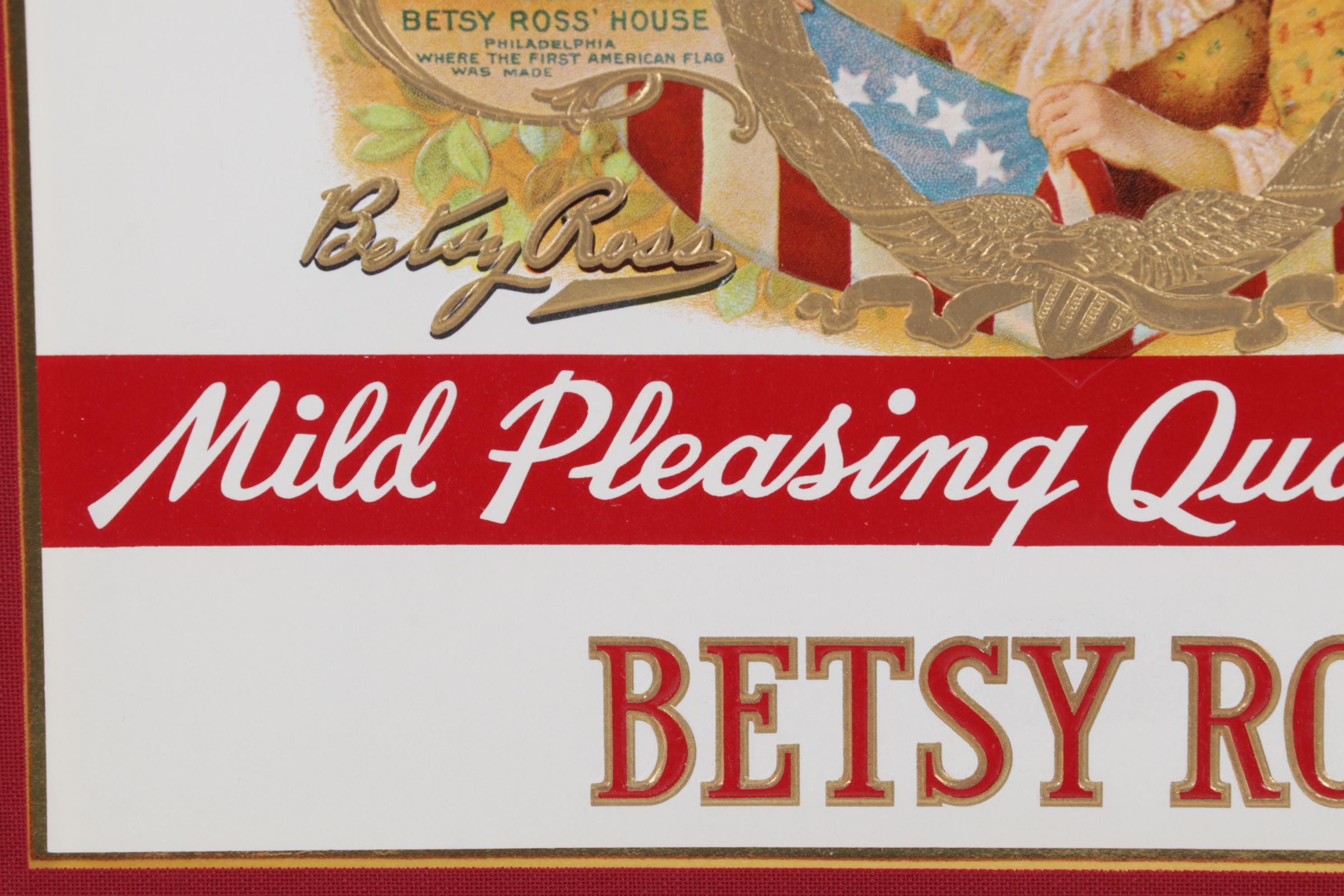 Betsy Ross "Hole in the Head" Embossed Offset Lithograph Cigar Box Label, 1920s