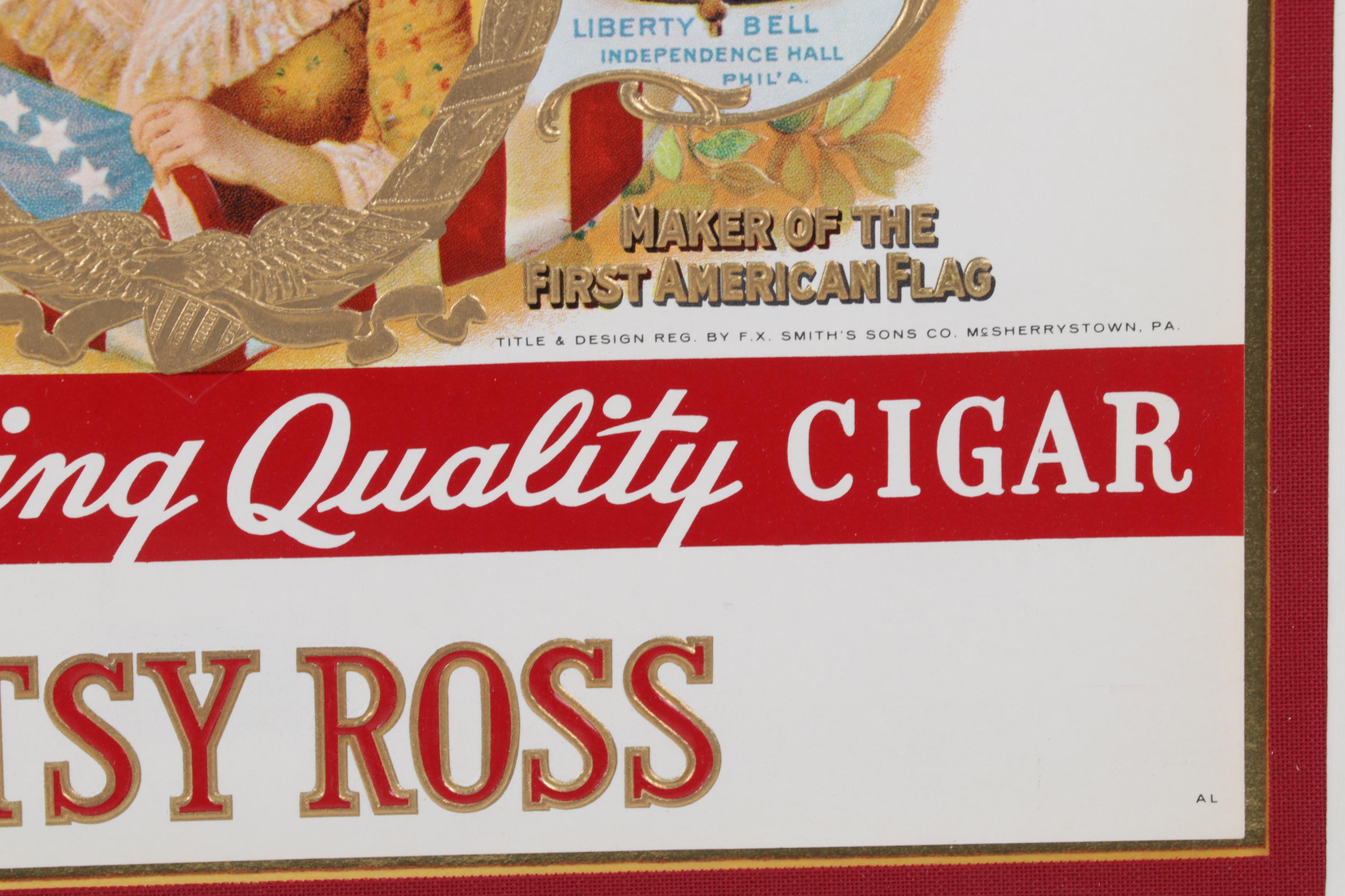 Betsy Ross "Hole in the Head" Embossed Offset Lithograph Cigar Box Label, 1920s