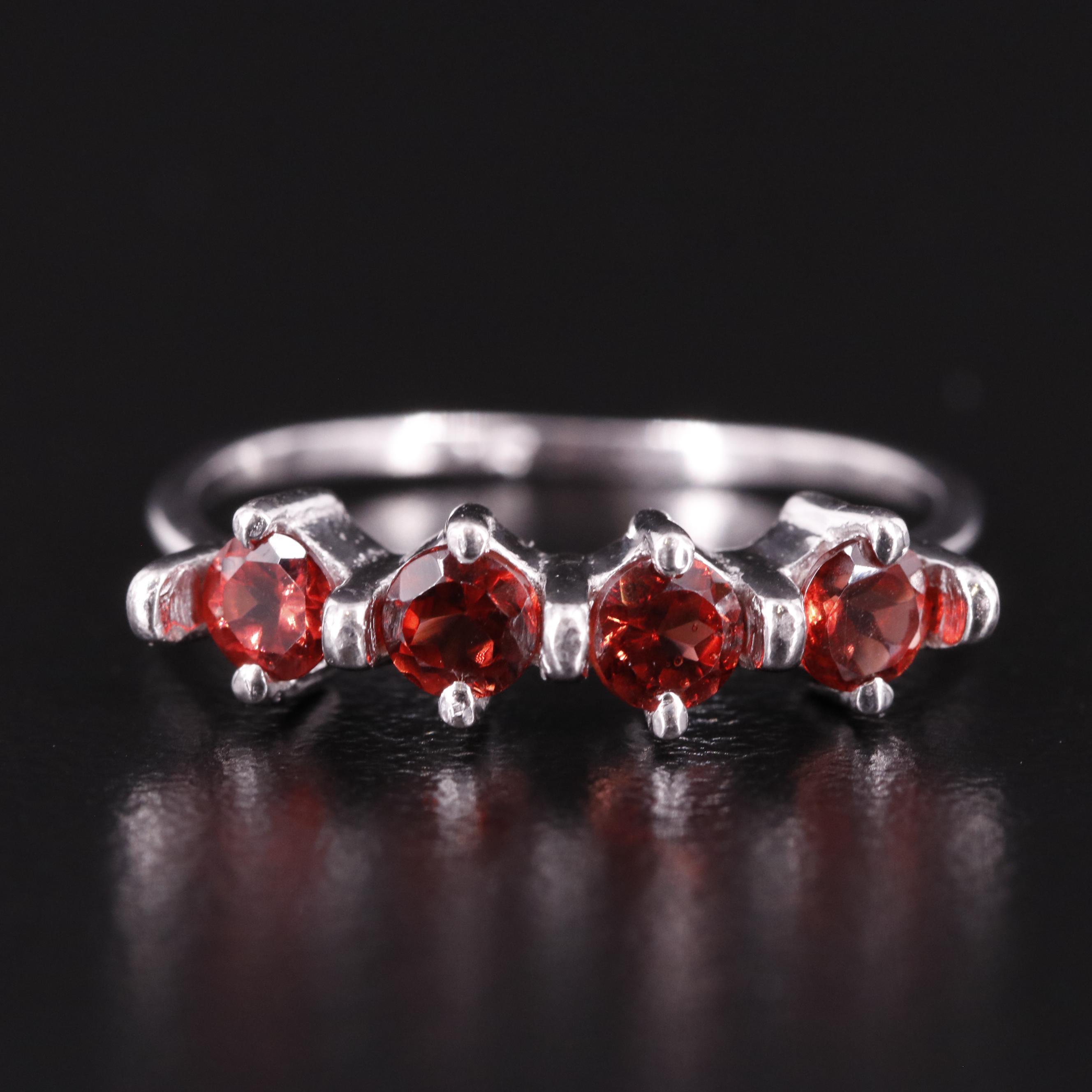 Sterling Four Stone Garnet Ring