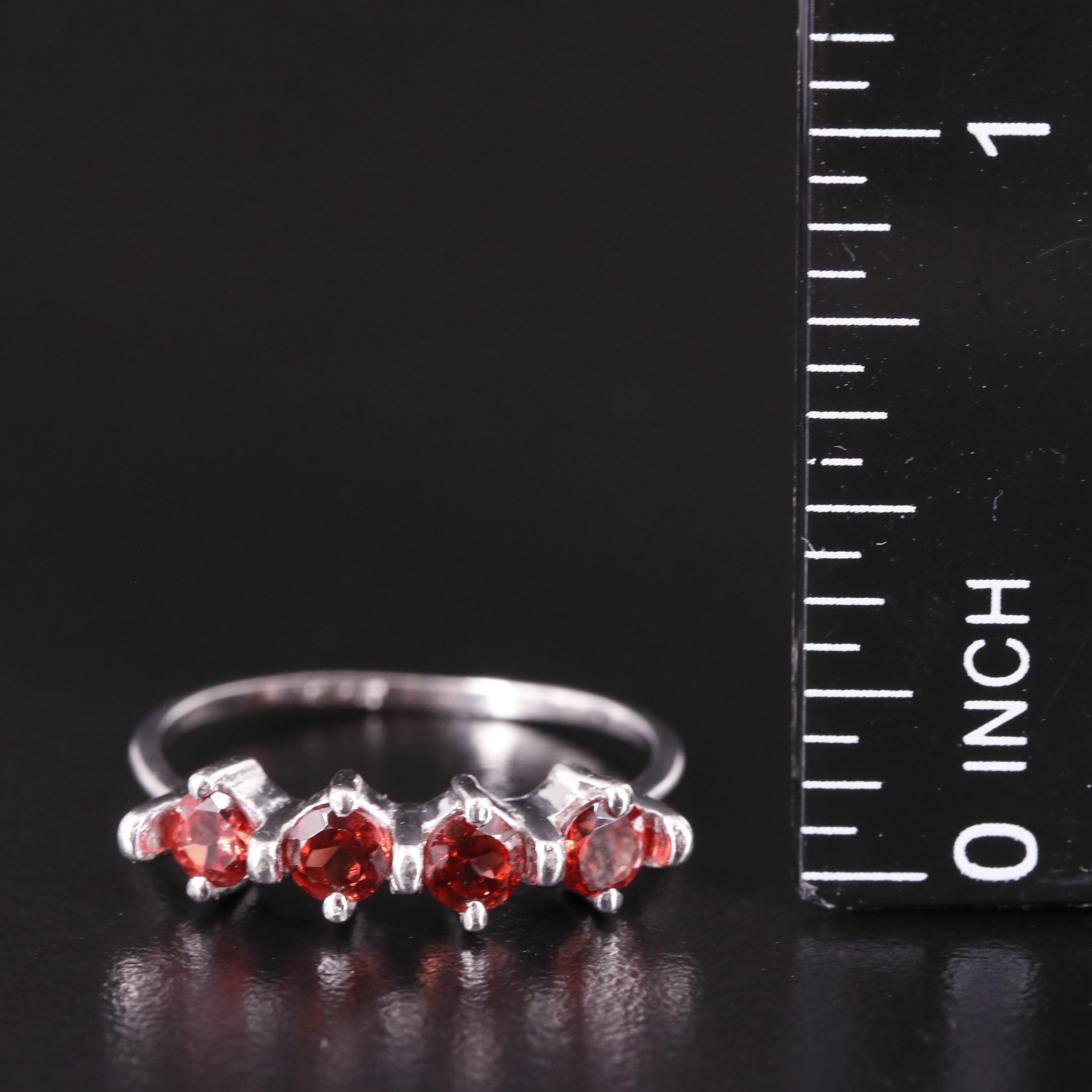 Sterling Four Stone Garnet Ring