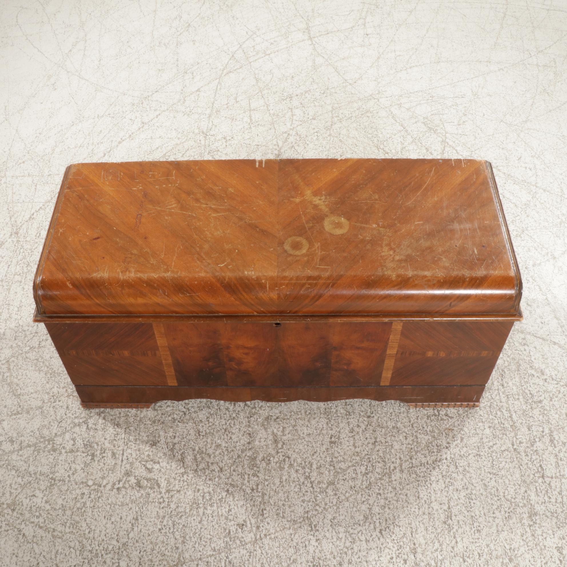 Art Deco Style Lane Aromatite Waterfall Walnut Cedar Trunk