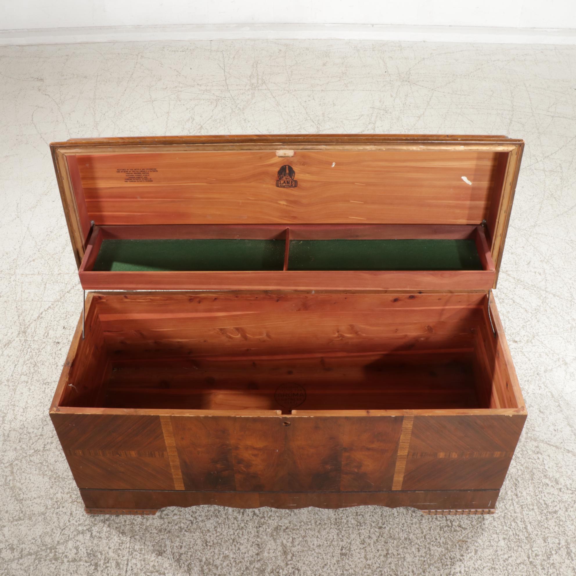 Art Deco Style Lane Aromatite Waterfall Walnut Cedar Trunk