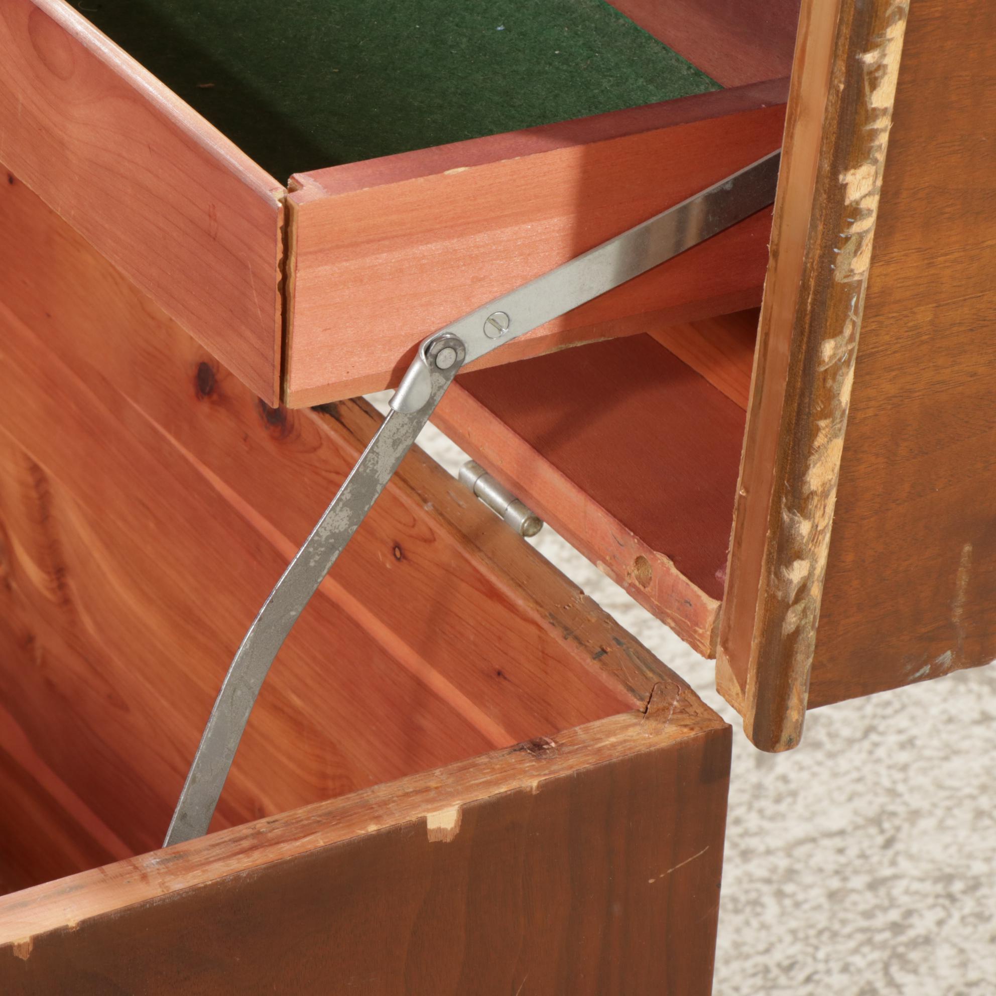 Art Deco Style Lane Aromatite Waterfall Walnut Cedar Trunk