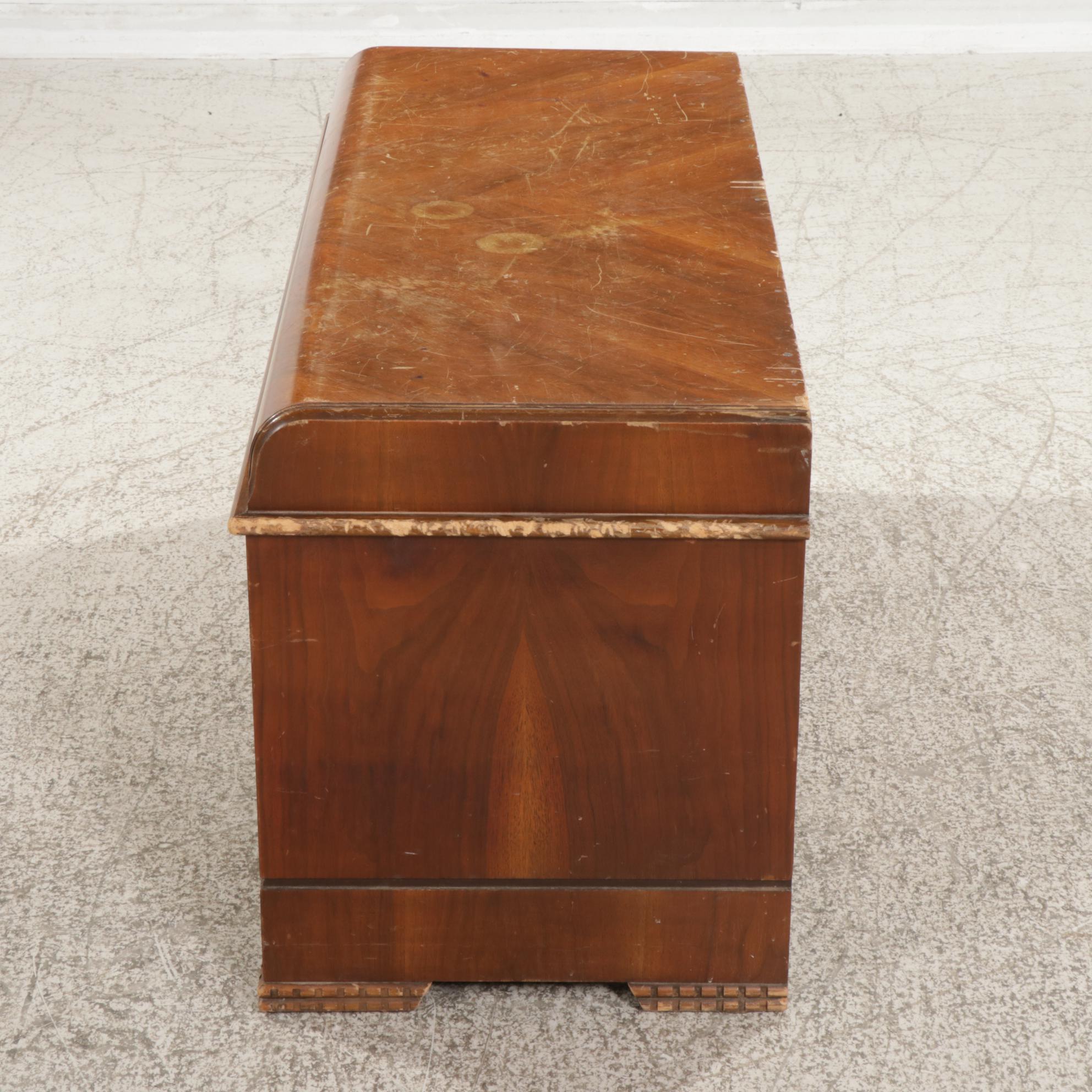 Art Deco Style Lane Aromatite Waterfall Walnut Cedar Trunk