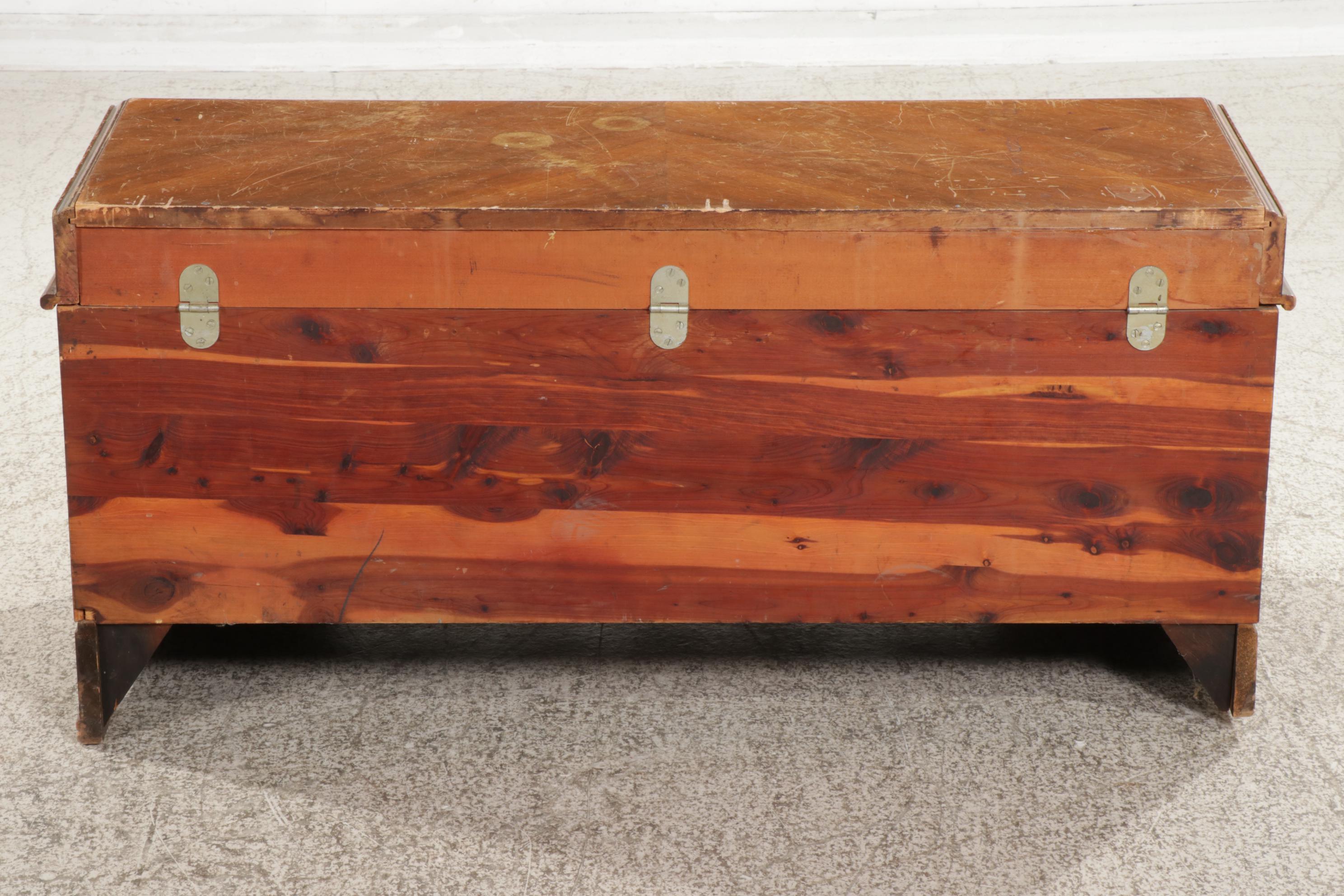 Art Deco Style Lane Aromatite Waterfall Walnut Cedar Trunk