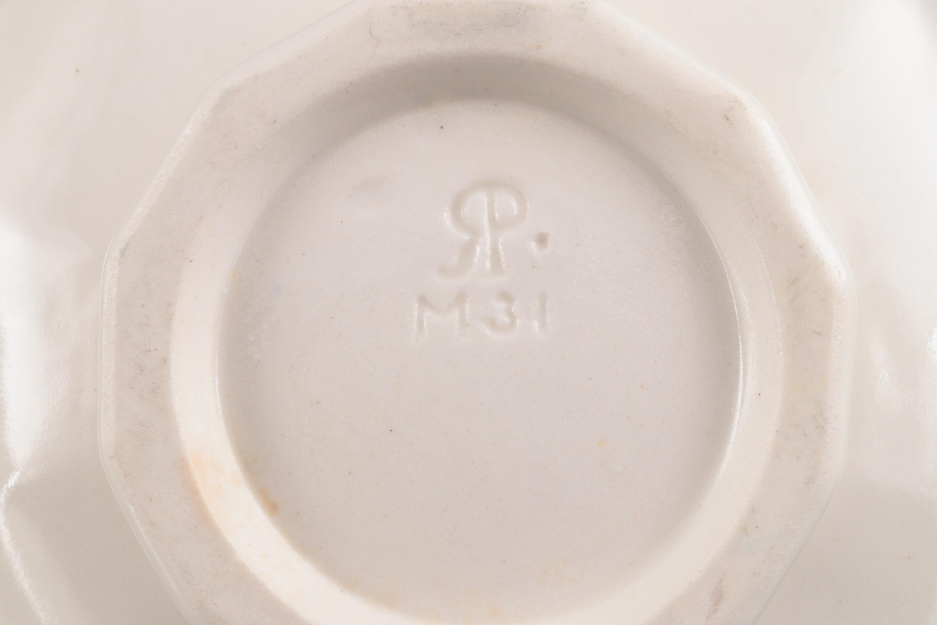 Rookwood Pottery Blue Ship Motif Porcelain Dinnerware and Serveware, 1920s