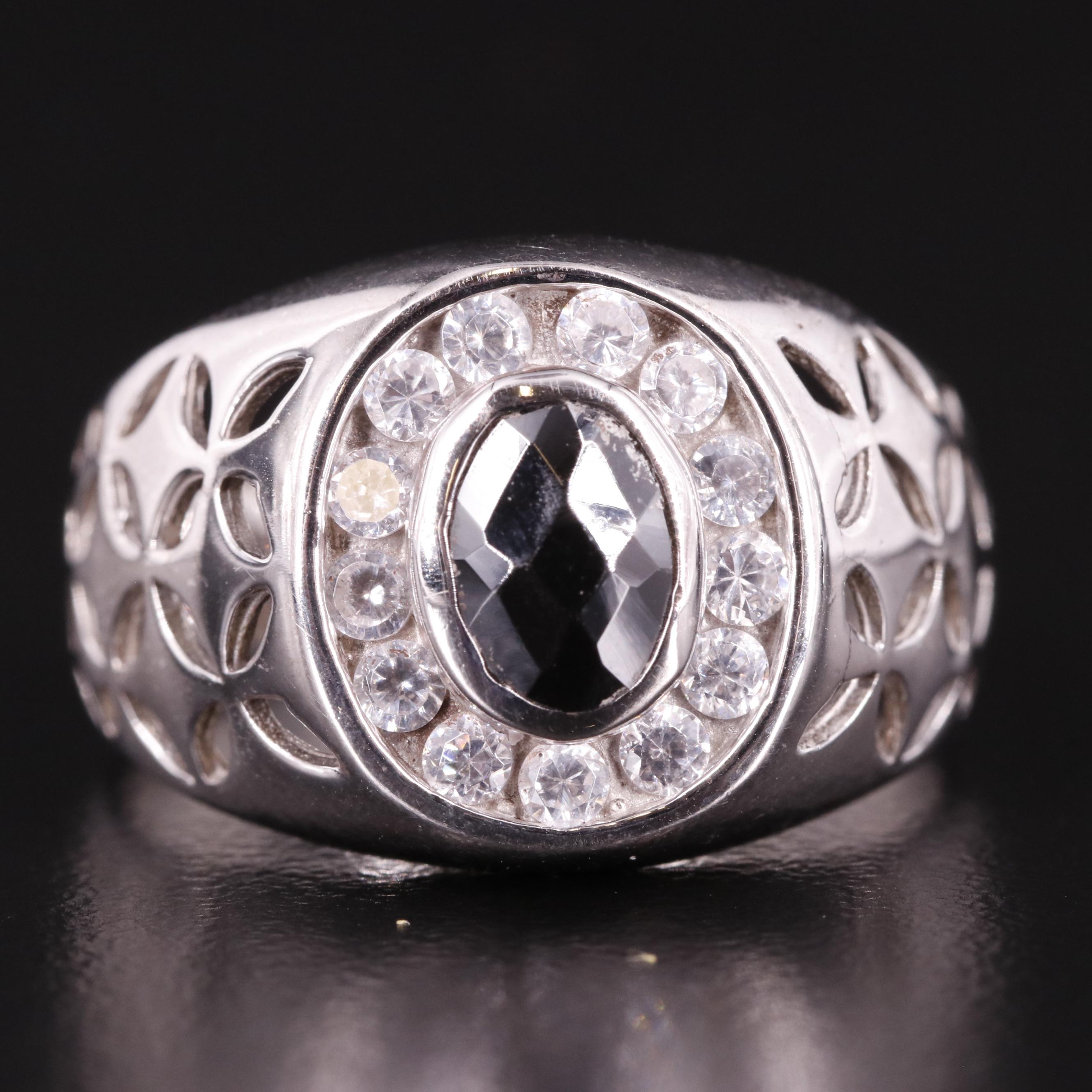 Sterling Cubic Zirconia Tapered Band