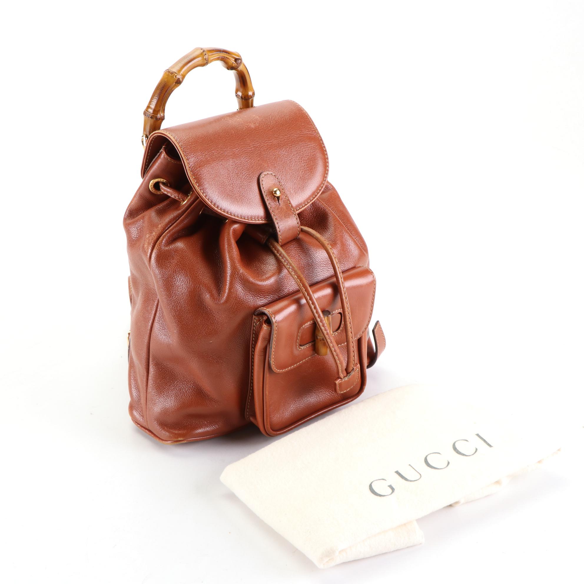 Gucci Small Bamboo Backpack in Full-Grained Leather