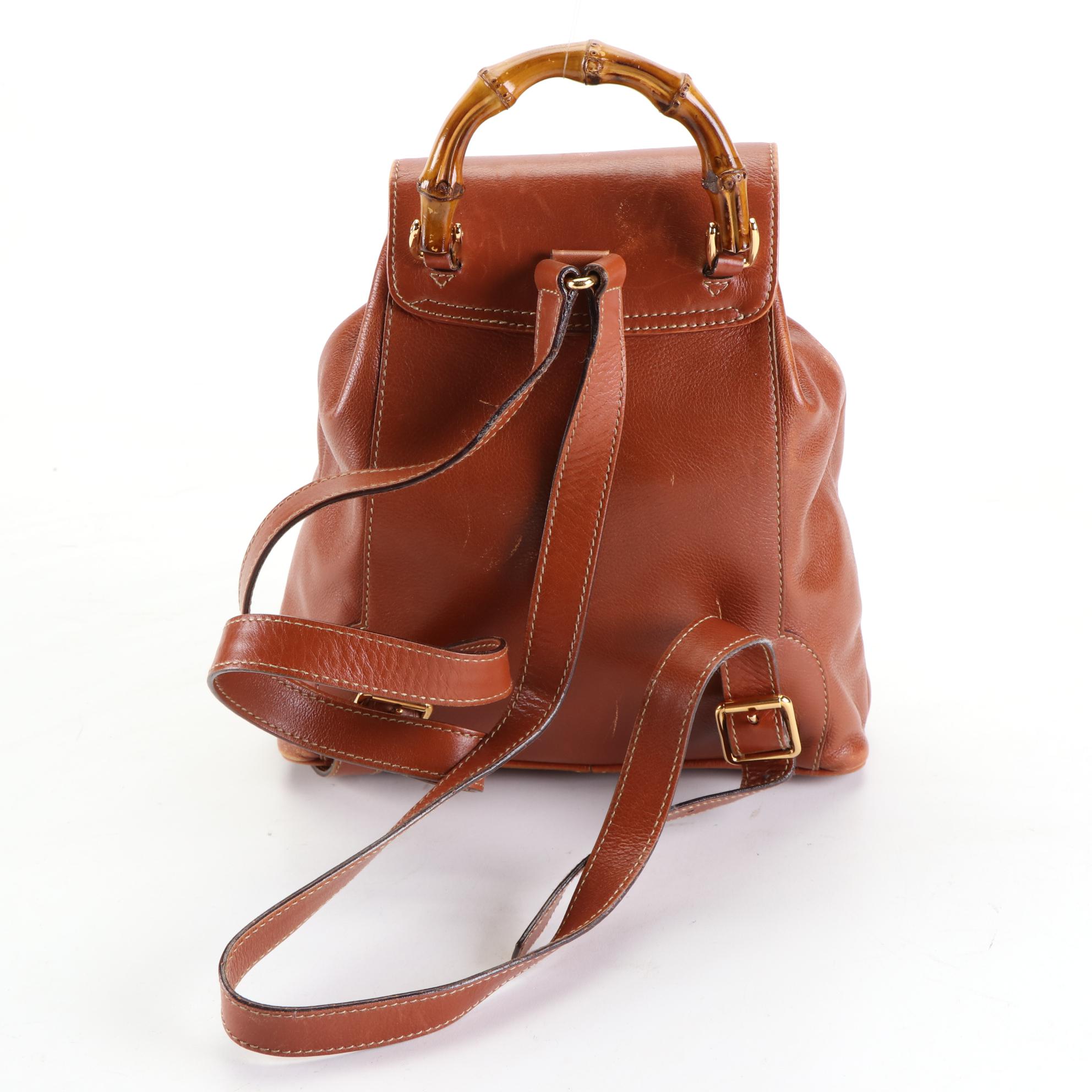 Gucci Small Bamboo Backpack in Full-Grained Leather
