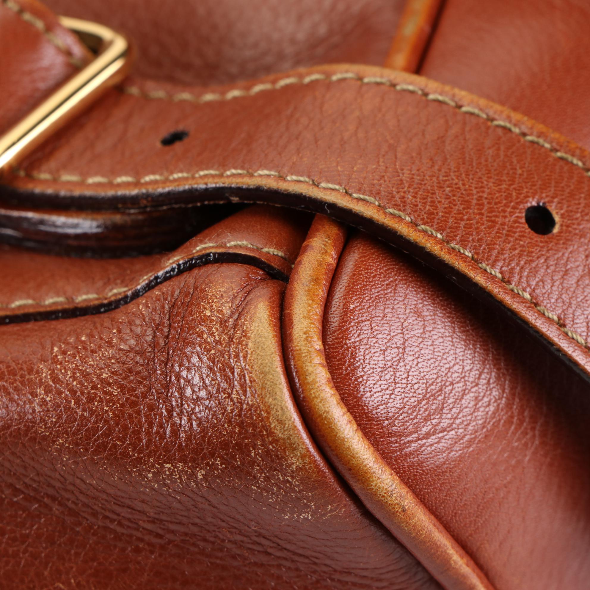 Gucci Small Bamboo Backpack in Full-Grained Leather