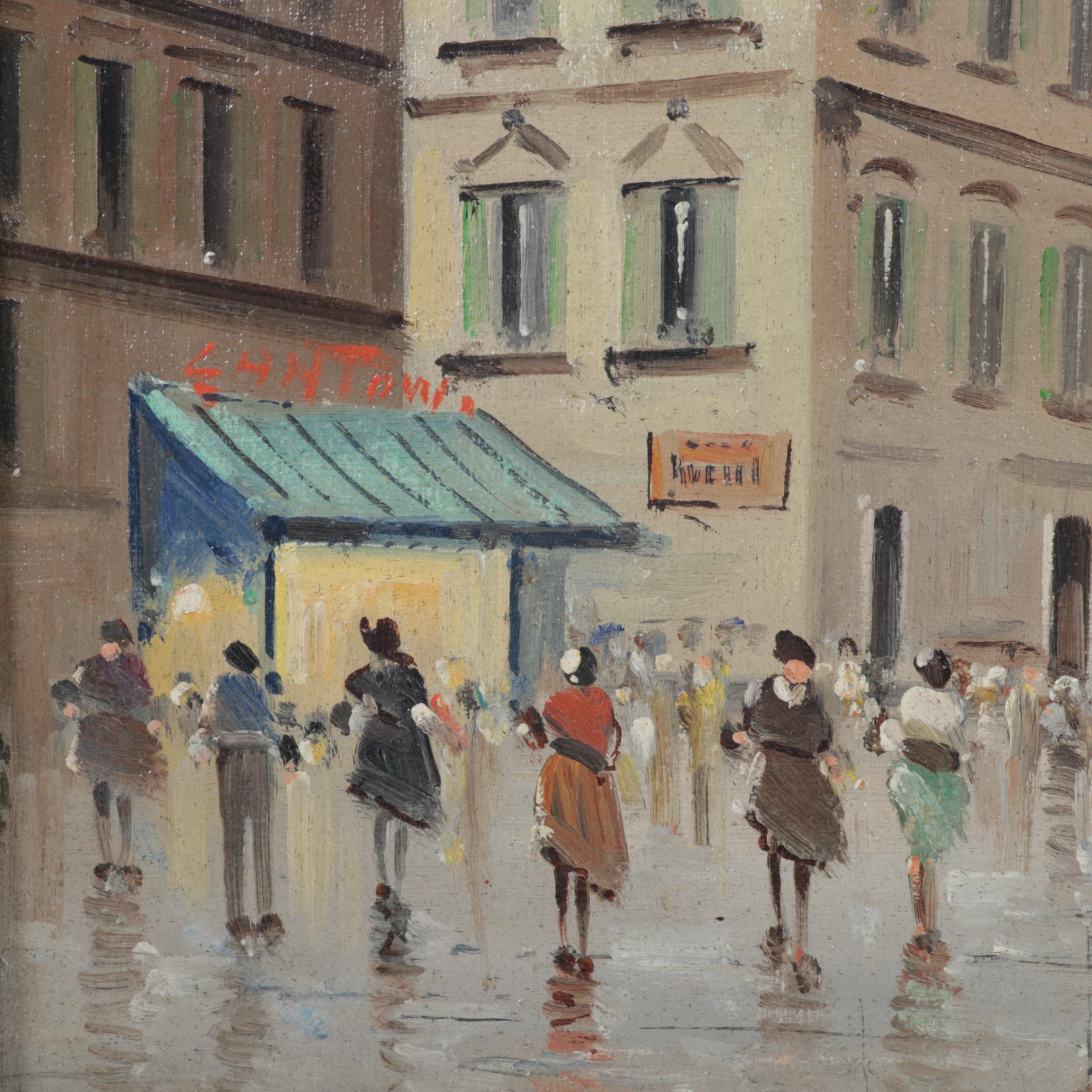B. Ciappa Oil Painting of European City Street, Circa 1980
