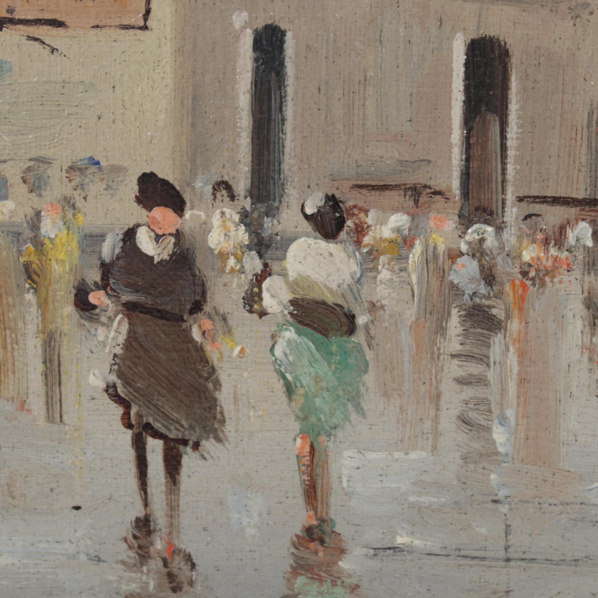 B. Ciappa Oil Painting of European City Street, Circa 1980