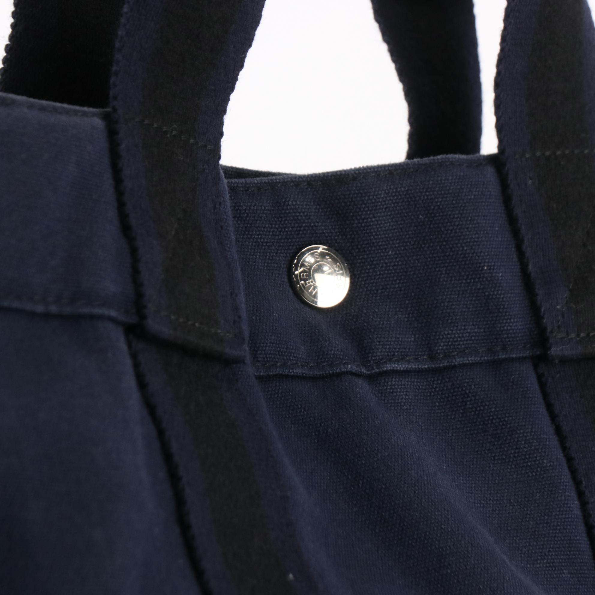 Hermès Fourre Tout MM Bag in Navy and Black Cotton Canvas