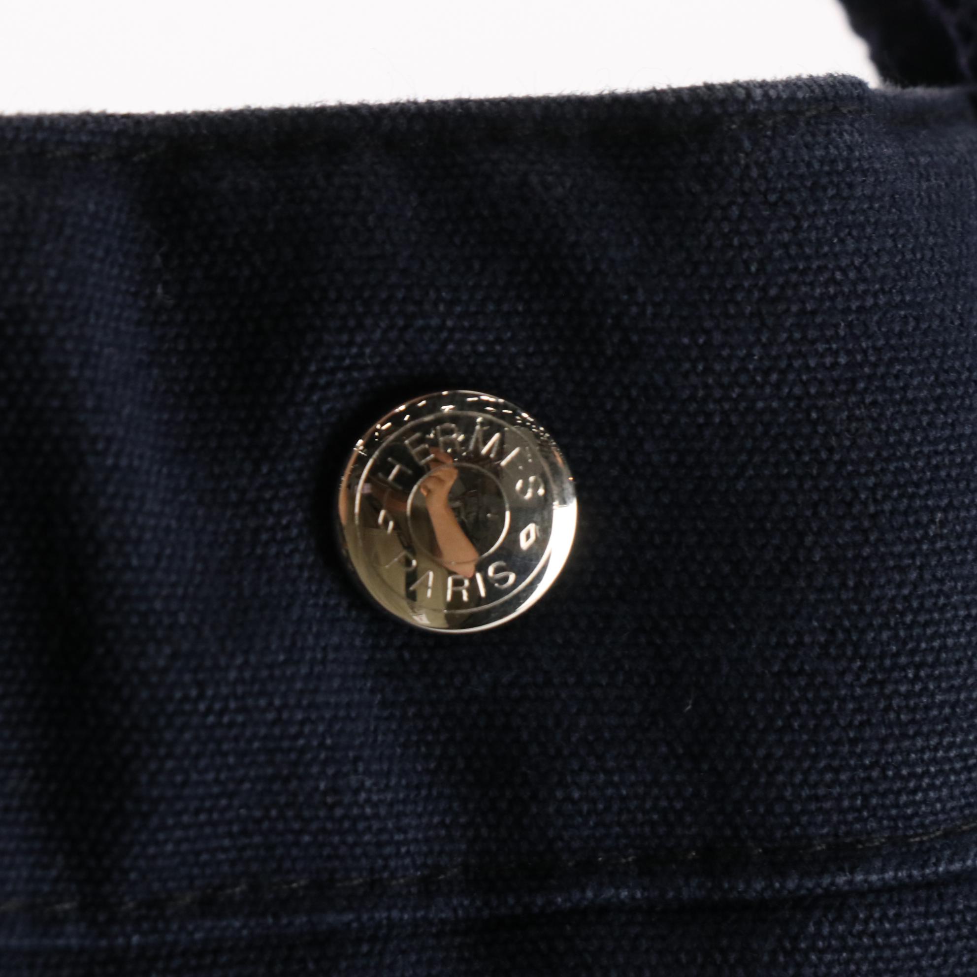 Hermès Fourre Tout MM Bag in Navy and Black Cotton Canvas