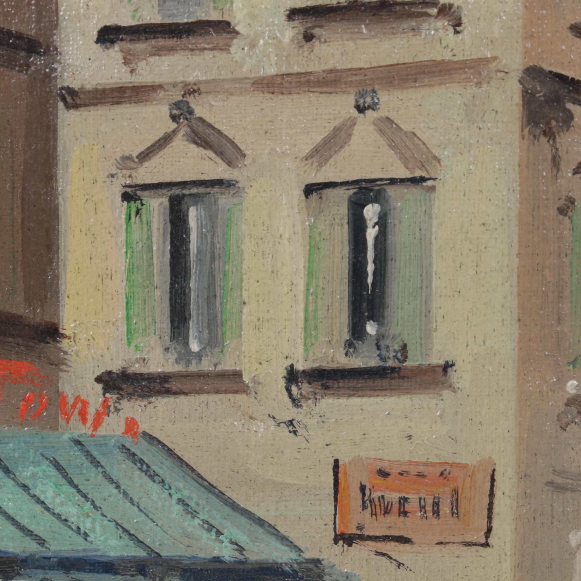 B. Ciappa Oil Painting of European City Street, Circa 1980
