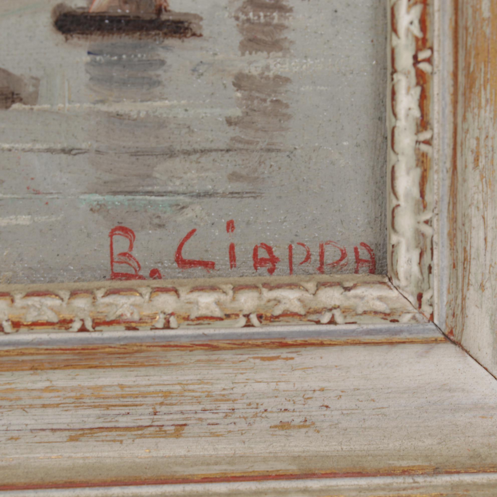 B. Ciappa Oil Painting of European City Street, Circa 1980