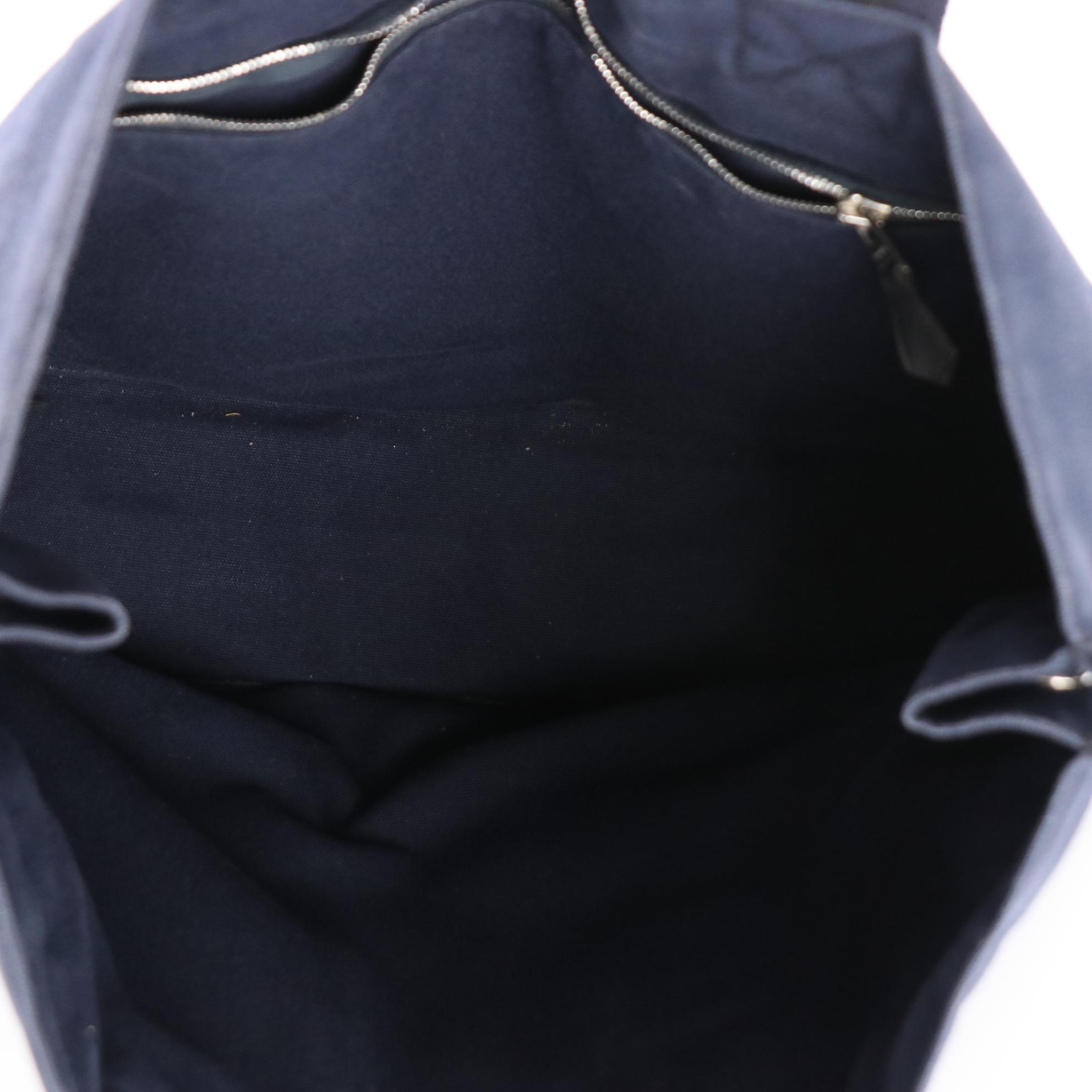 Hermès Fourre Tout MM Bag in Navy and Black Cotton Canvas